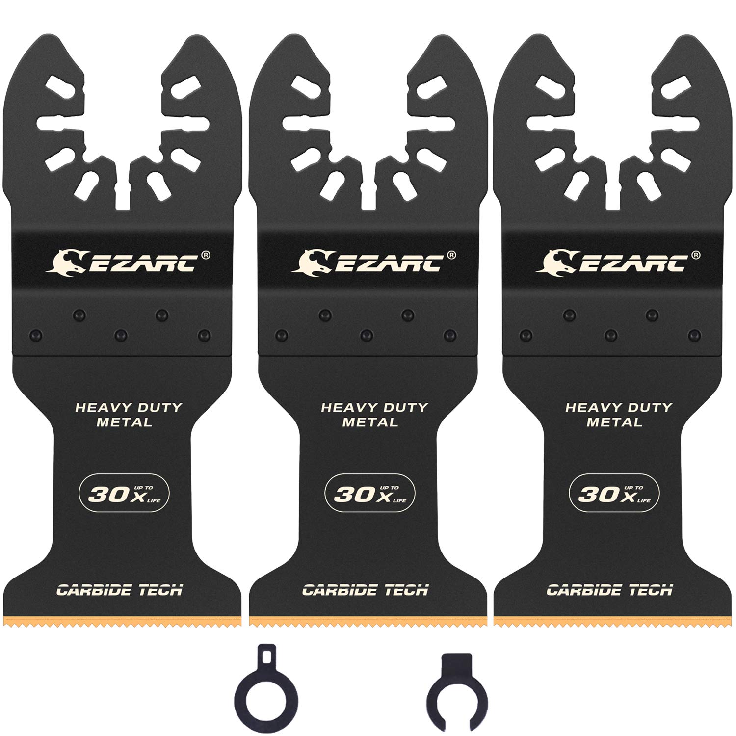 EZARC  Carbide Oscillating Saw Blades Multitool Blades Quick Release for Hard Material Hardened Metal Nails Bolts and Screws 3-Pack