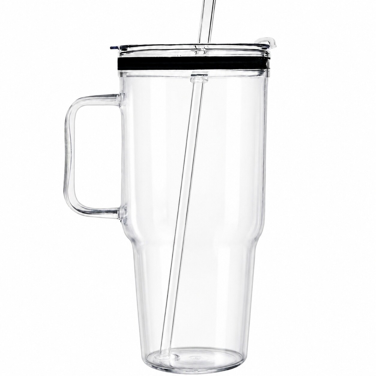 Aoibox  Borosilicate Glass Tumbler 40 oz Clear Large Handle Design Car Cup Holder Friendly with Lid and Straw Drinkware