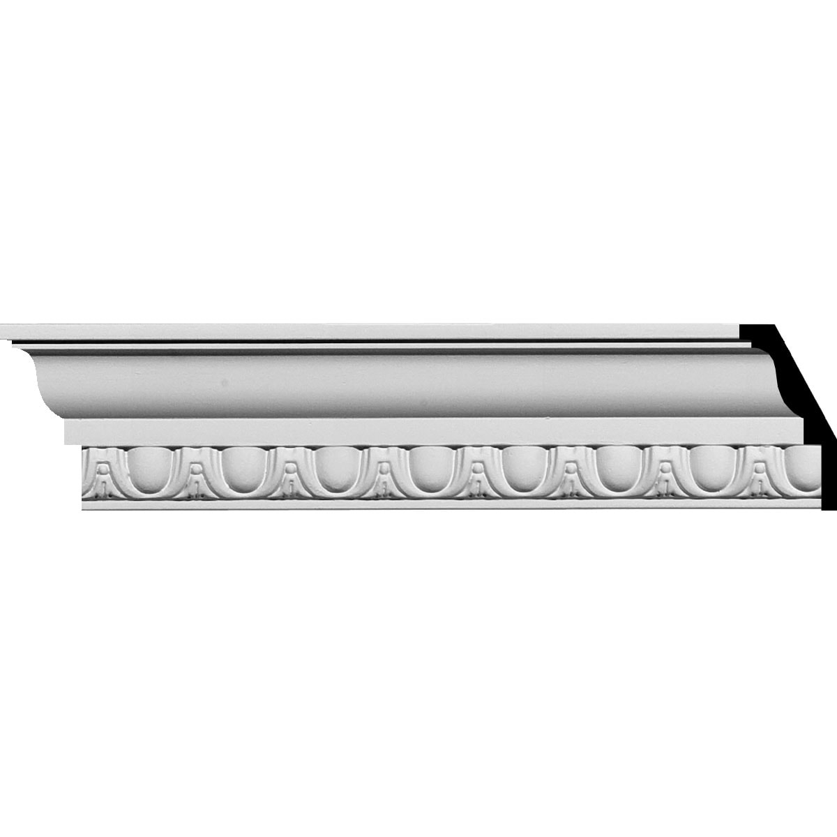 Ekena Millwork MLD03X01X03EG-CASE-2 Egg and Dart 3-in x 7-ft 10-1/2-in Primed Urethane MLD03X01X03EG-CASE-2 Crown Moulding 2 -Pack