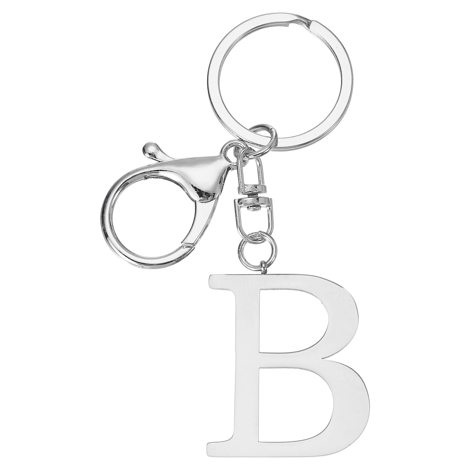 PATIKIL S26021100UX6699 Initial Letter Key Chain Letter A-Z Keychain Initials Keyring Cute Metal Alphabet Keyrings for Keys Handbag Backpack Silver (B)