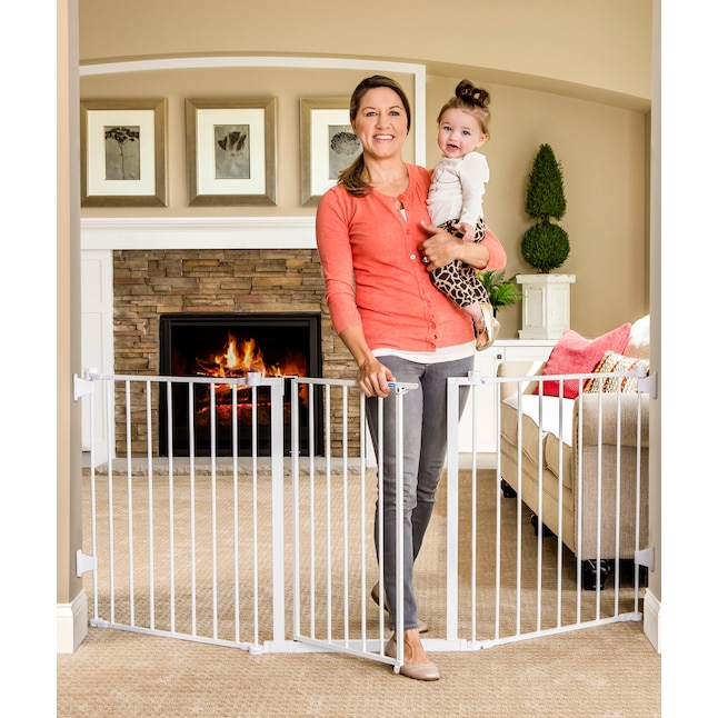 Regalo 1175 Ds 76 In X 31 White Metal Safety Gate The Child Gates Department At Com - Regalo Home Decor Super Wide Baby Gate Black