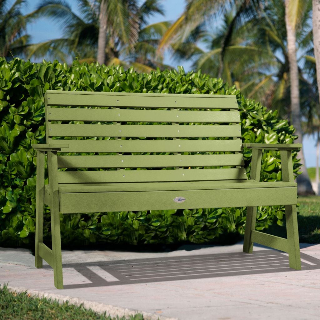 Green plastic garden bench sale