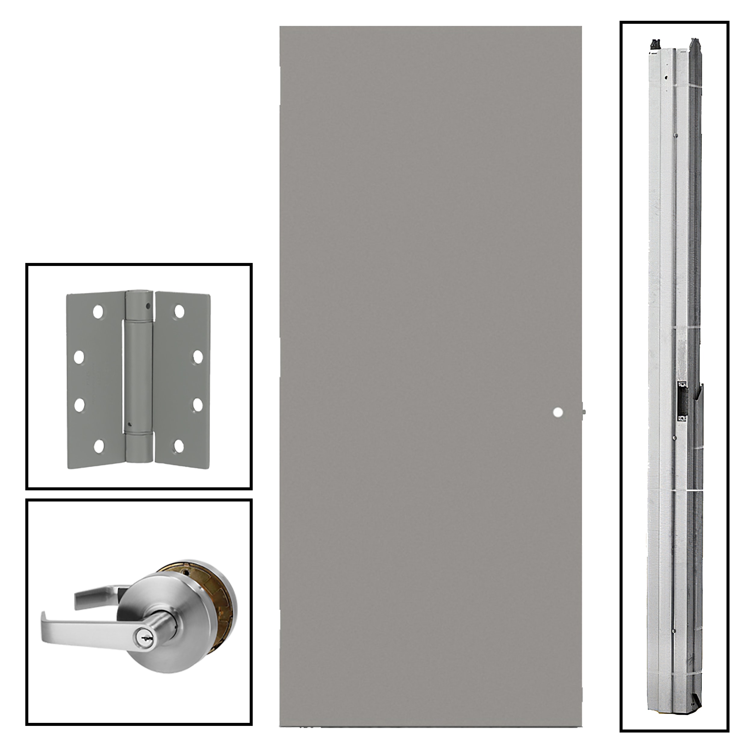 L.I.F Industries Knock-Down Fire Rated Inswing/Outswing Flush Steel Universal Reversible Gray Commercial/Residential Hollow Core Front Door