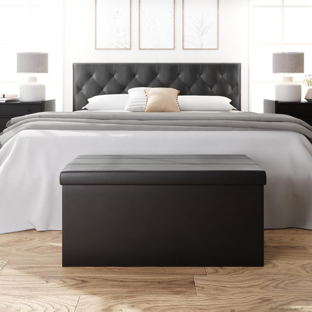 Brookside BS0001OST30FK Modern Black Faux leather Storage Ottoman