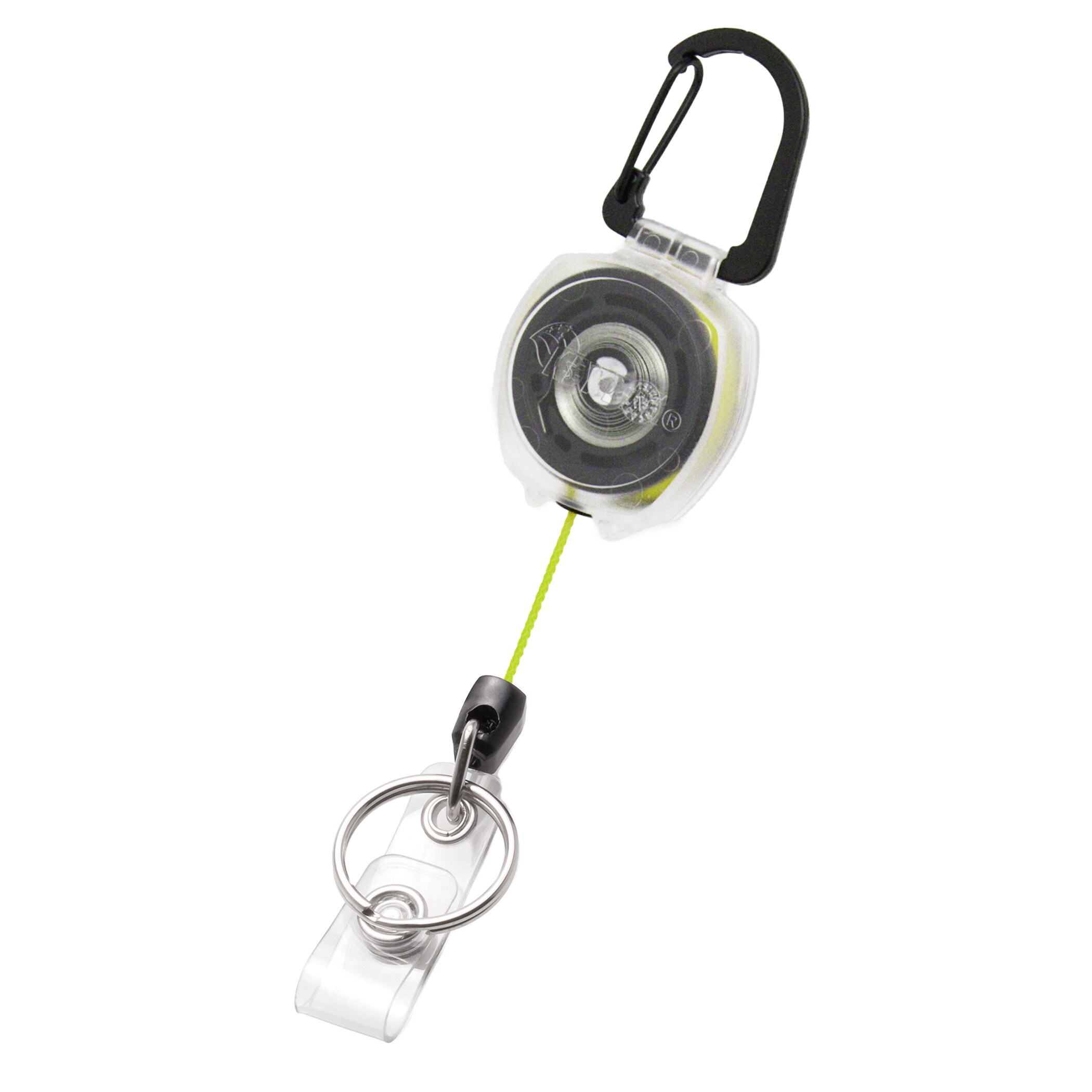 KEY-BAK 0KB2-5D234 SideKick Retractable Carabiner ID Badge Strap Clear w/ Yellow Cord Keychain