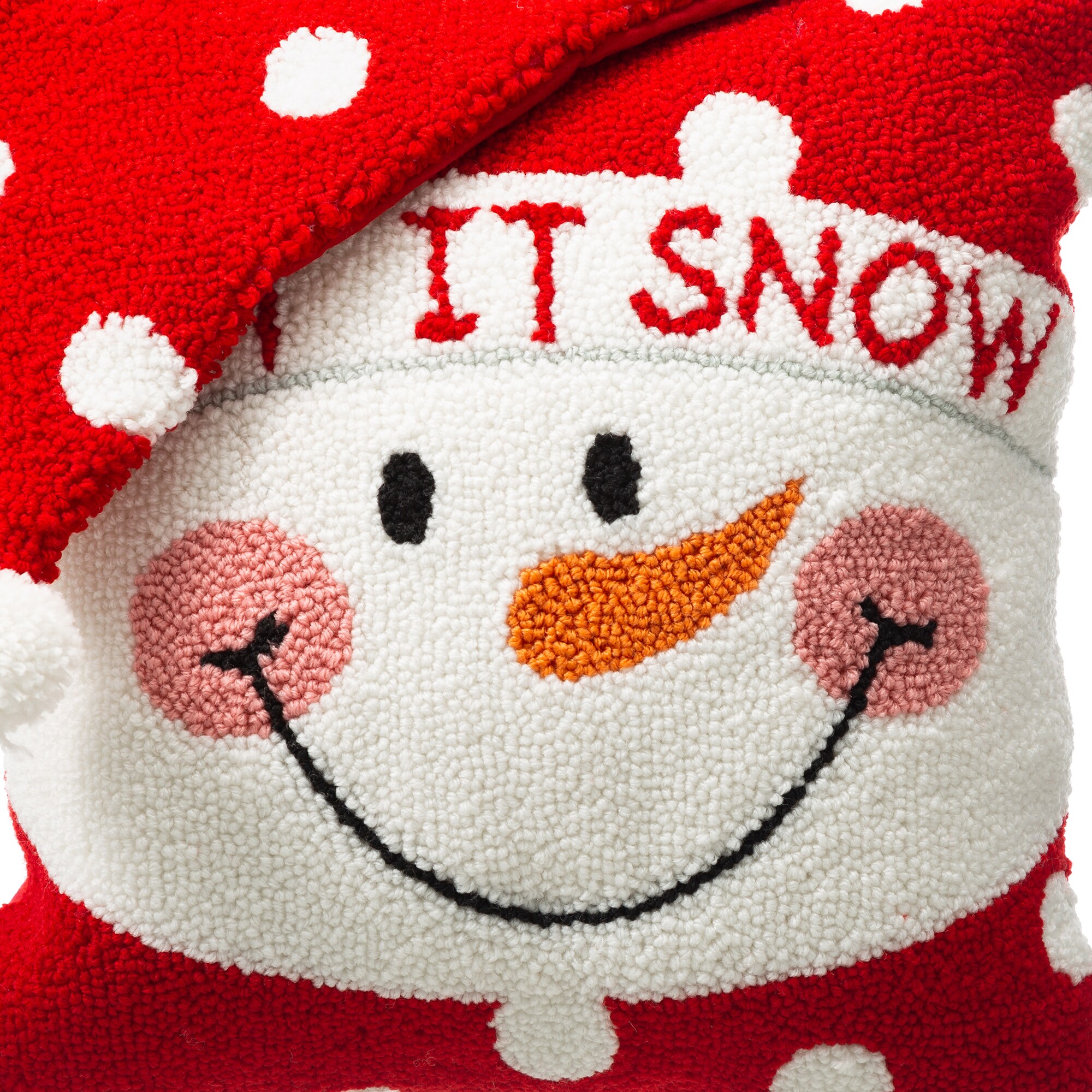 Glitzhome 14 in. H Christmas Hooked 3D Santa and Snowman Pillow