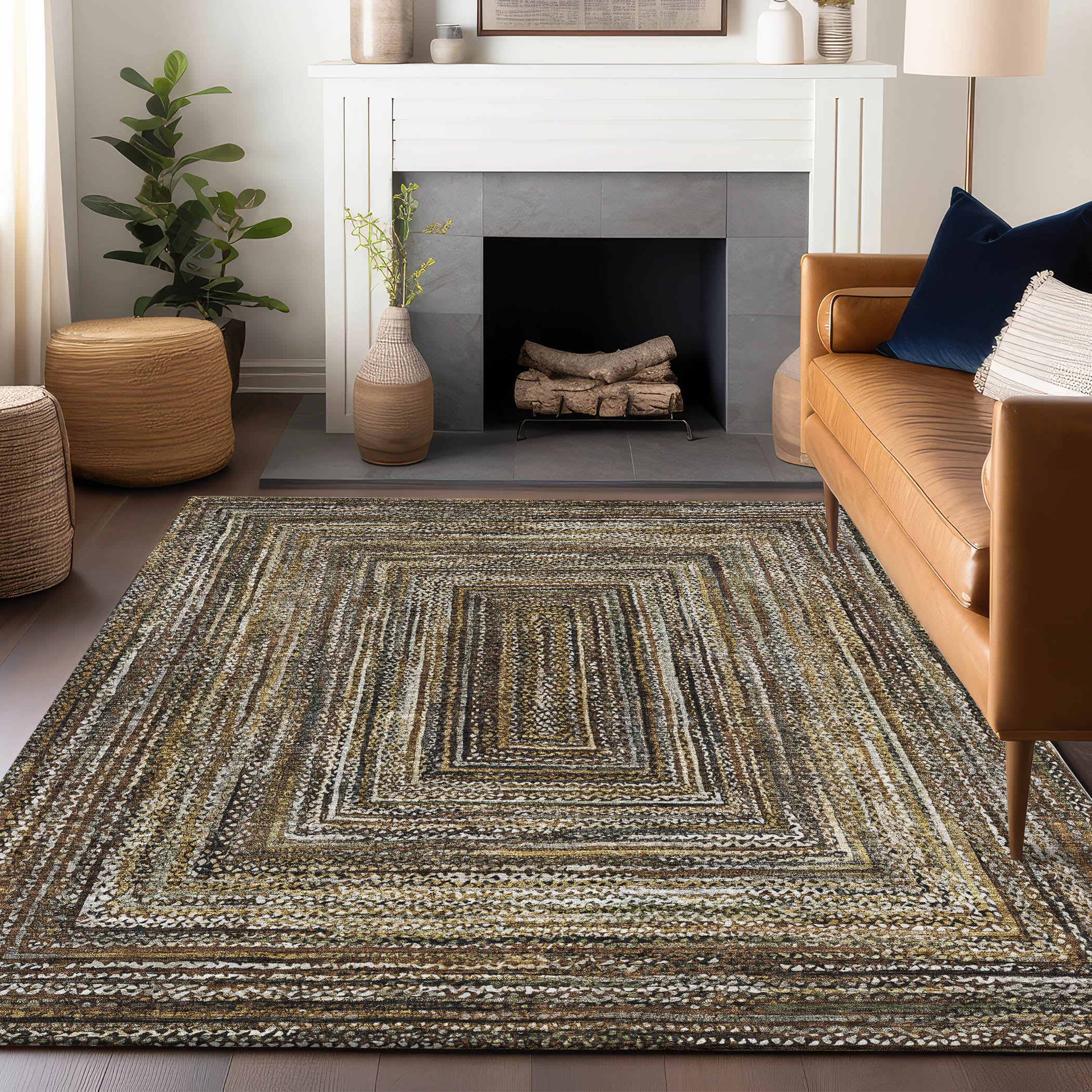 Addison Rugs ACN1725BR10X14 Chantille ACN1725BR 10 x 14 (ft) Loomed Polyester Brown Rectangular Indoor/Outdoor Machine washable Area rug
