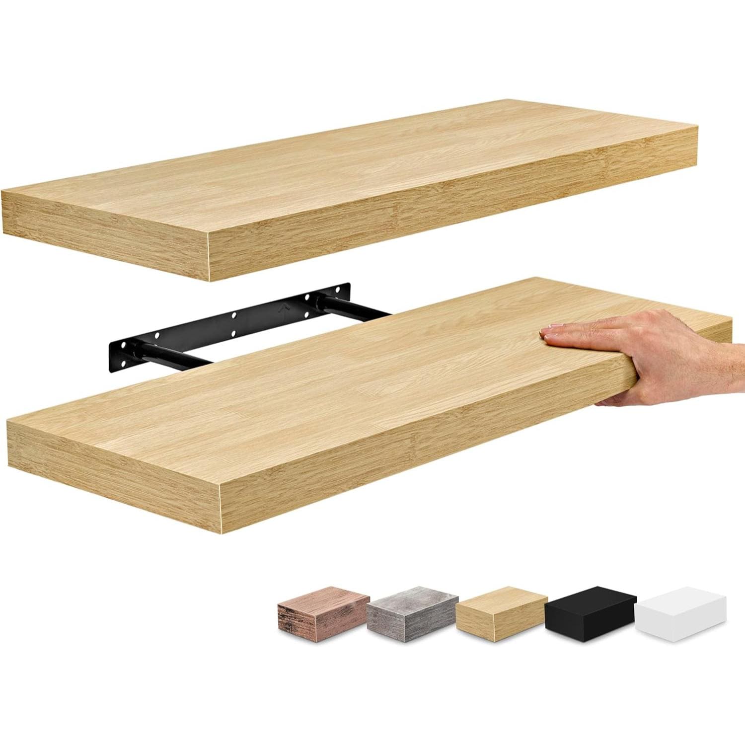 SORBUS WD-FLT-MPW 23.75-Inches L x 9.25-Inches D x 1.5-Inches H Maple Wood Rectangular Floating shelf 2 Decorative Shelves
