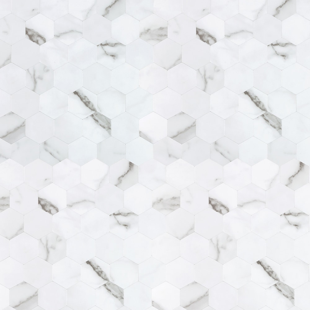 Peel&Stick Mosaics LWPS191005 Arctic Hex 12-in x 12-in Matte Metal Marble look Hexagon Mosaic Wall Tile ( 0.905-sq ft Piece )