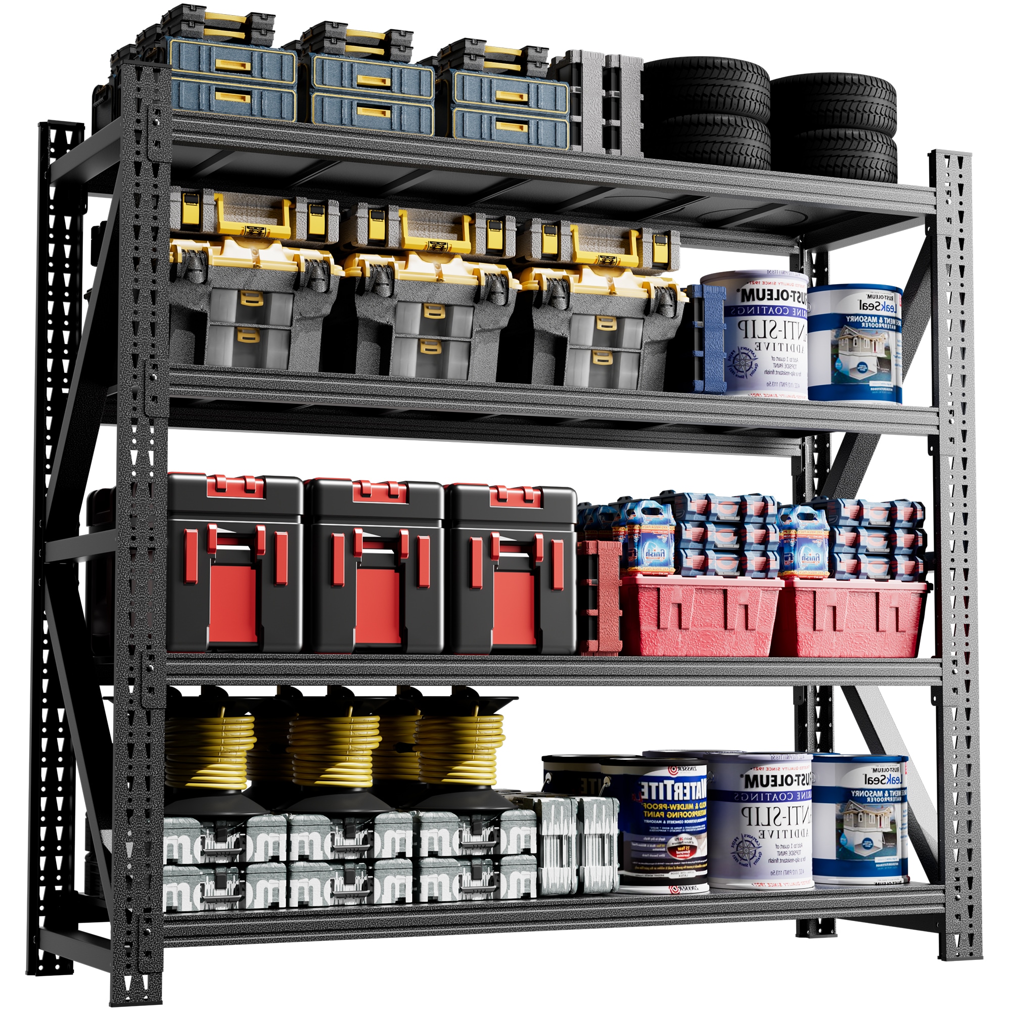 FAVSH  4-Tier 75 in W x 69 in H x 23.7 in D Adjustable Heavy Duty Metal Shelving Unit 6000 lbs Steel for Garage Warehouse Pantry