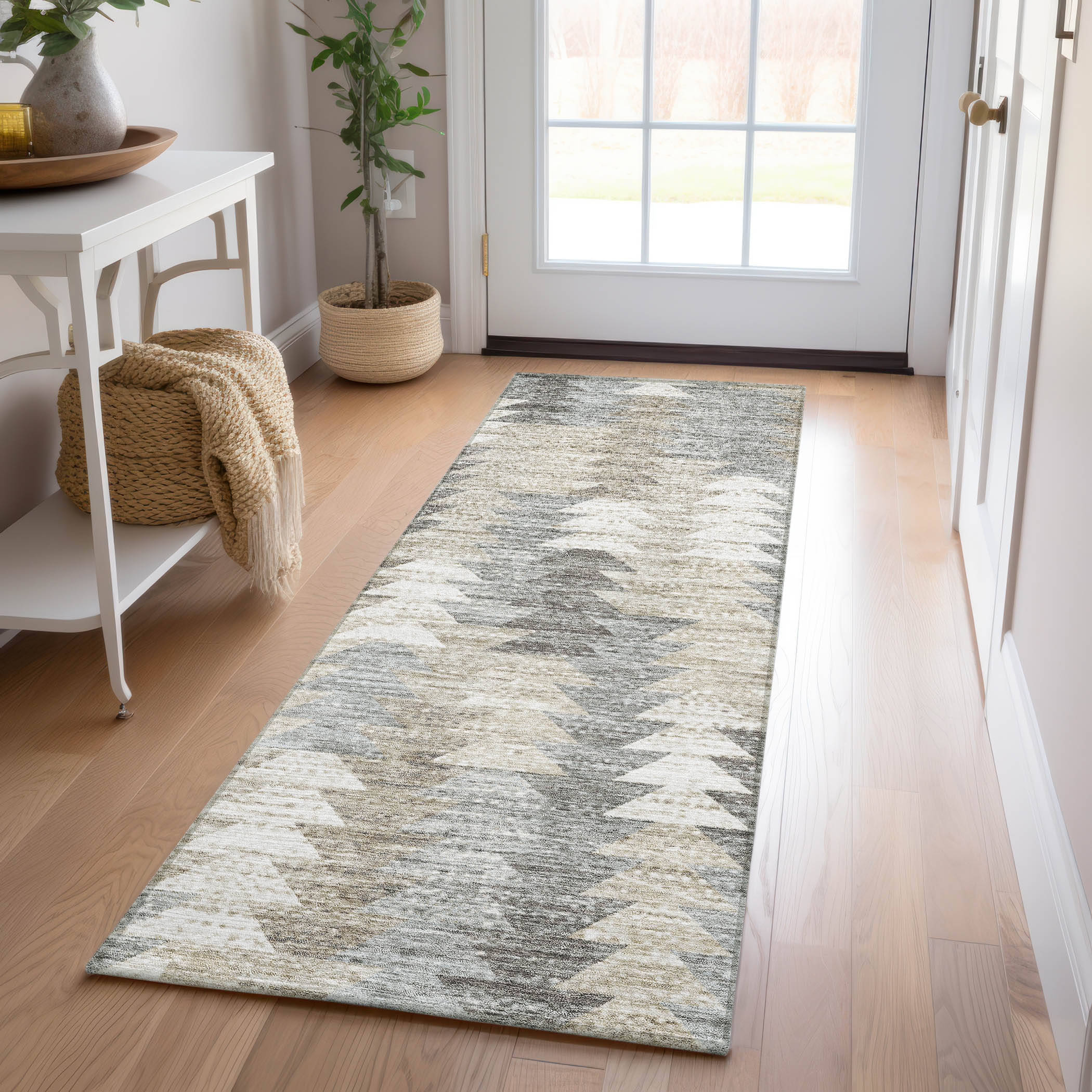 Addison Rugs ACN632TP2X8 Chantille ACN632TP 2 x 7 (ft) Polyester Taupe Rectangular Indoor/Outdoor Geometric Machine washable Runner rug
