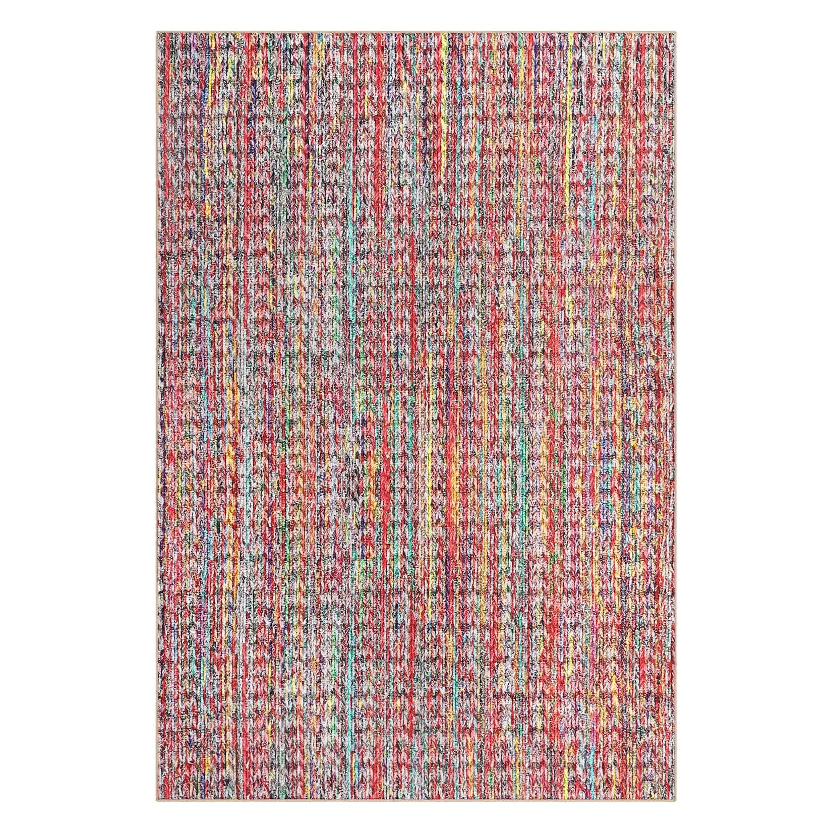 Qeetex SUNNY-PHO-344TJ3LV 5 x 7 ft Polyester Multi Color Rectangular Soft Non Slip Modern Soild Living Room Bedroom Dining Room Machine Washable Area Rug
