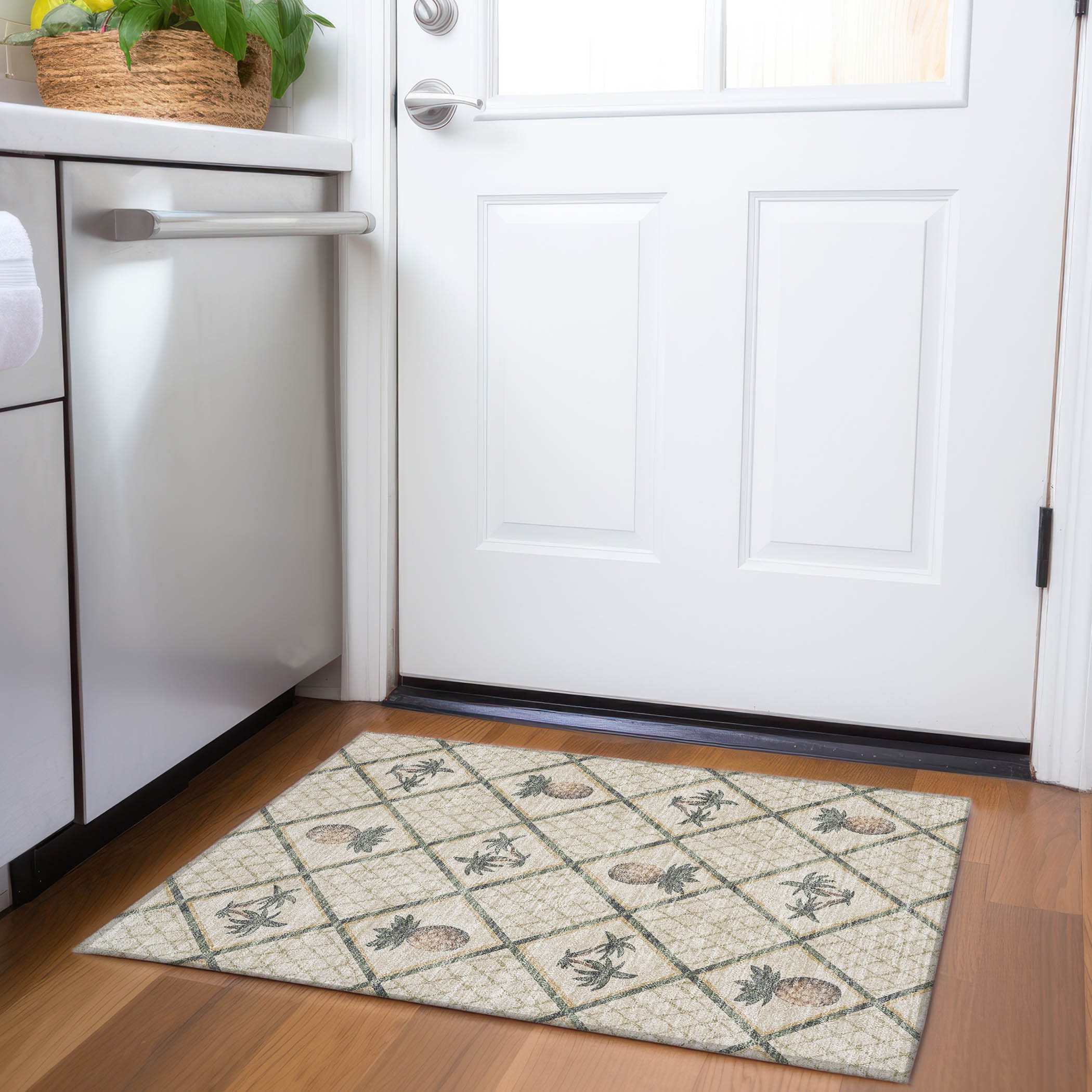 Addison Rugs AMF162PM20X30 Mayfield AMF162PM 2 x 3 (ft) Loomed Polyester Palm Rectangular Indoor Geometric Machine washable Area rug