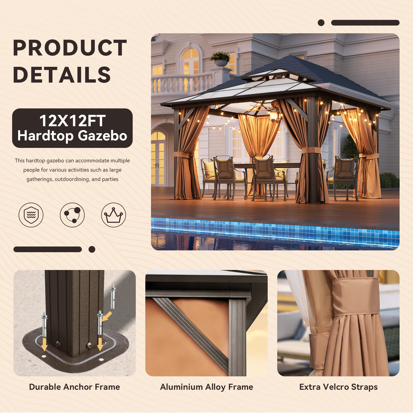 AOXUN SG301YE01A-QF Wood-Resin-Gazebos - View #7