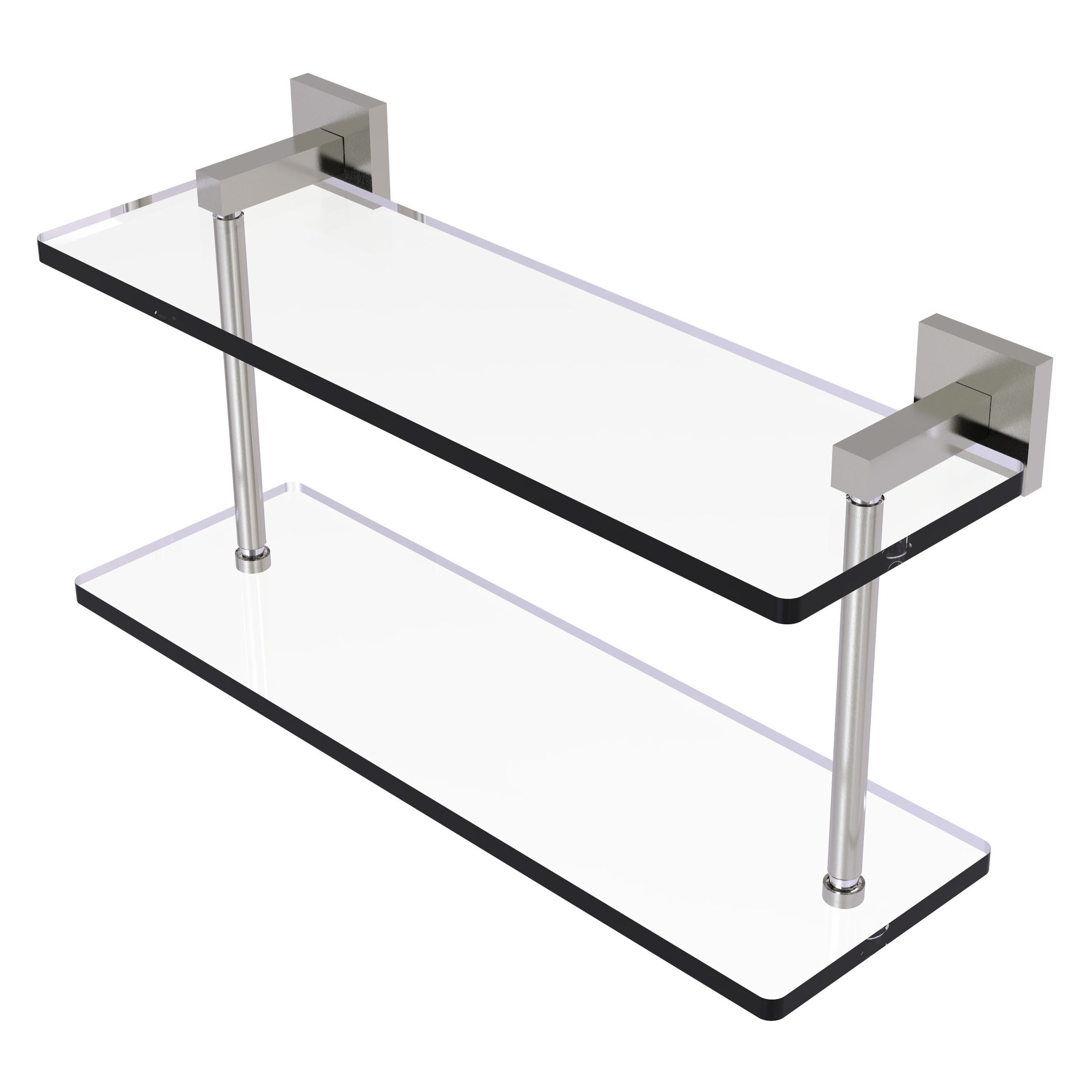 Allied Brass MT-2-16-SN Montero Satin Nickel 2 -Tier Wall mount Bathroom Shelf ( 16-in x 8.3-in x 5-in )