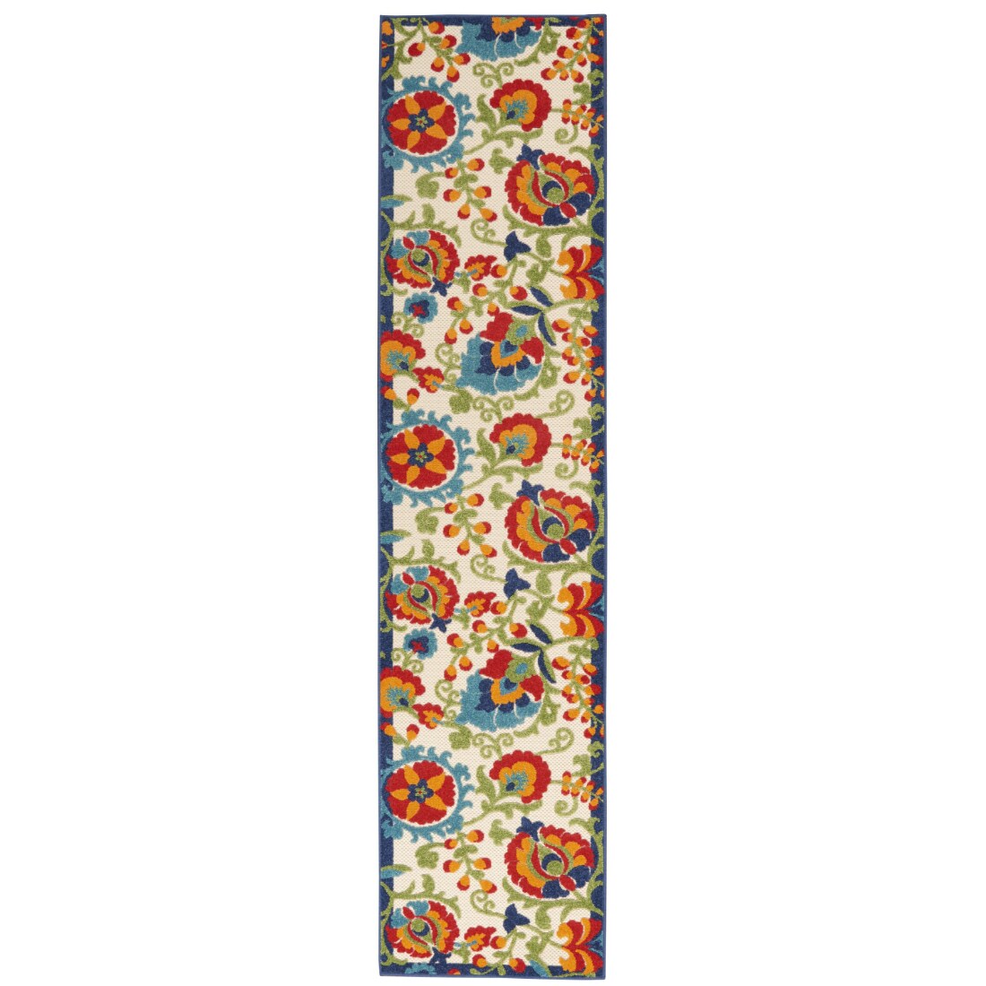 HomeRoots 4000384784 2 x 12 (ft) Polypropylene Multicolor Rectangular Indoor/Outdoor Floral Runner rug