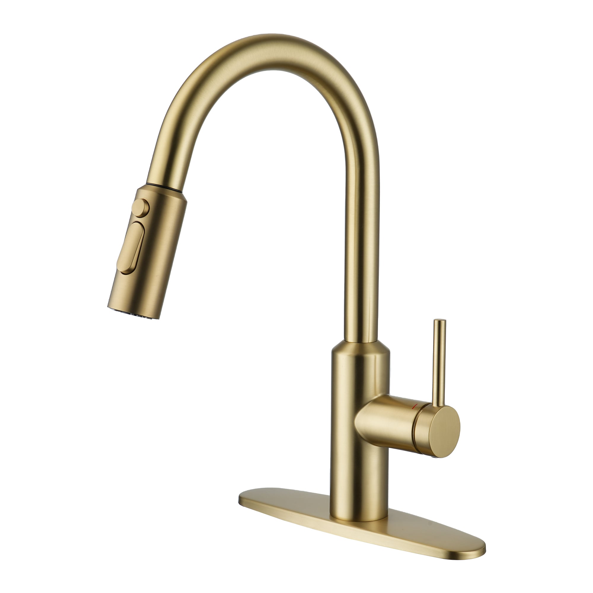 Clihome CL-MS4511-BG Brushed Gold Single Handle Deck-mount Pull-down Kitchen Faucet with Sprayer ( Deck Plate Included )
