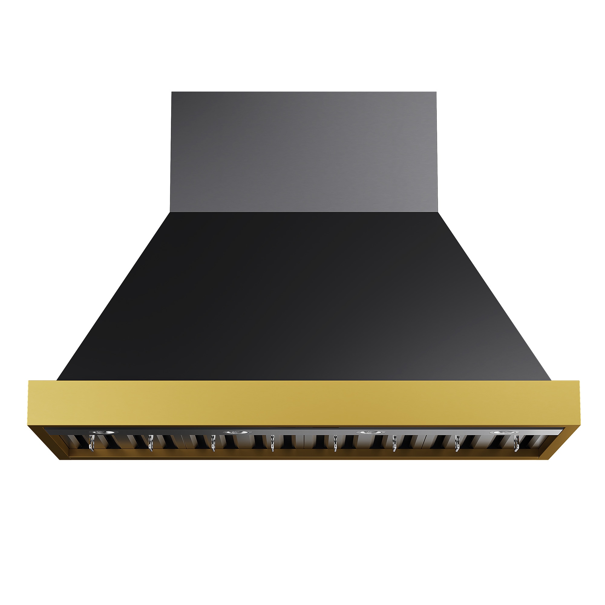 Kucht KRH48TG 48 inch Ducted 800-CFM Titanium Stainless Steel with Gold Accents Wall-Mounted Range Hood