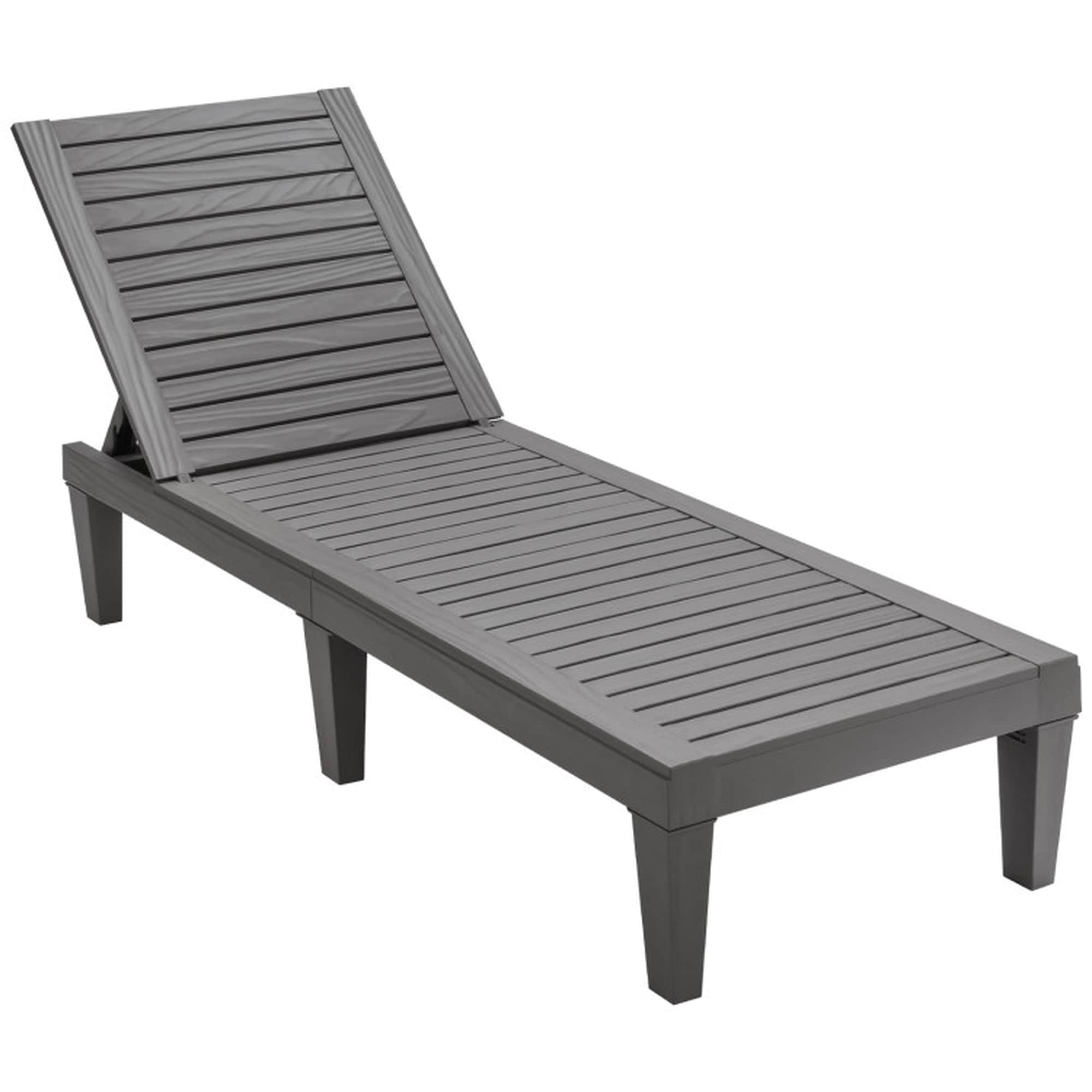 Boyel Living Outdoor Chaise Lounge Chair with 5 Positions Adjustable Backrest Grey