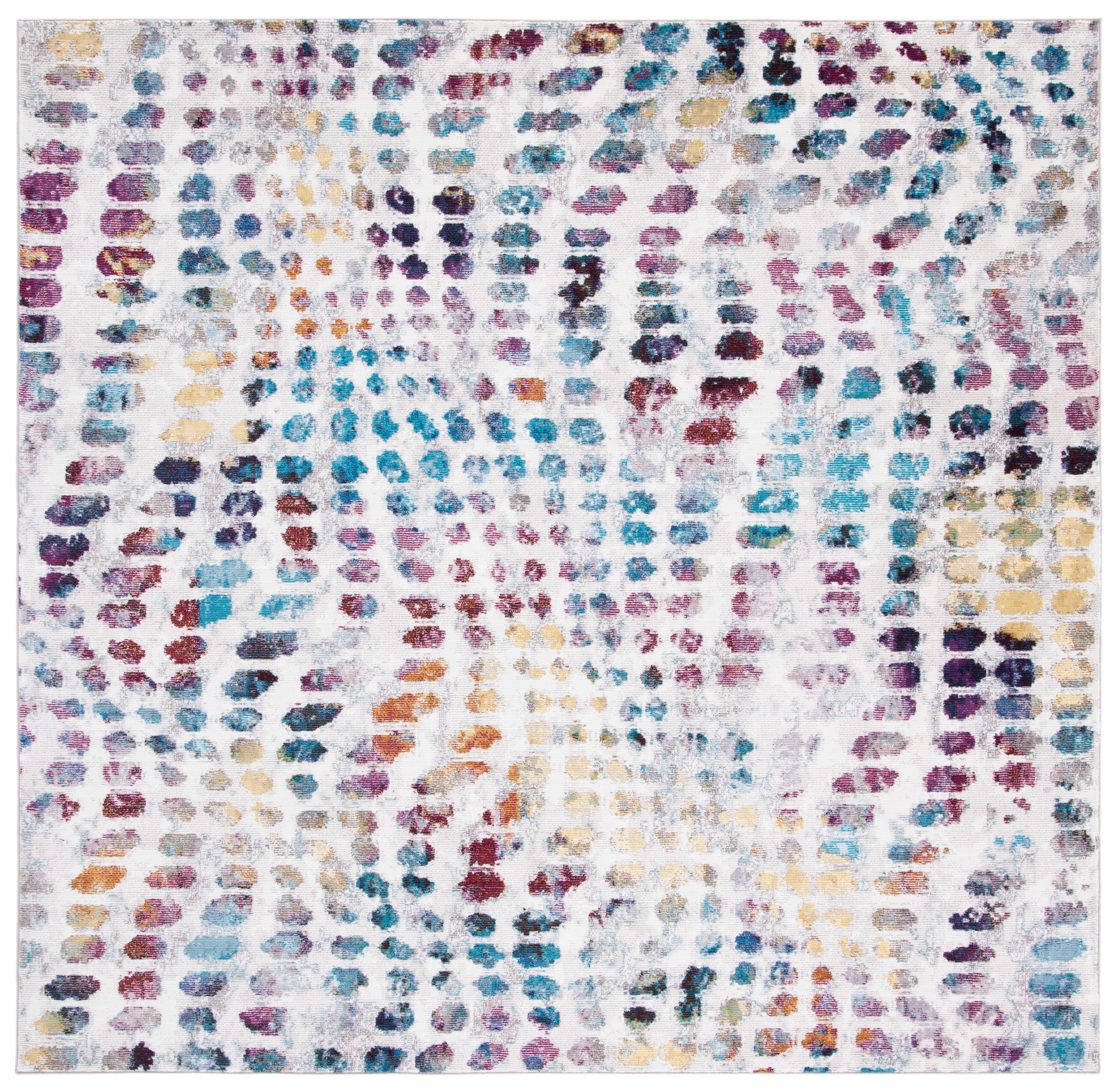 Aria 6'5" Square Off-White Synthetic Reversible Area Rug