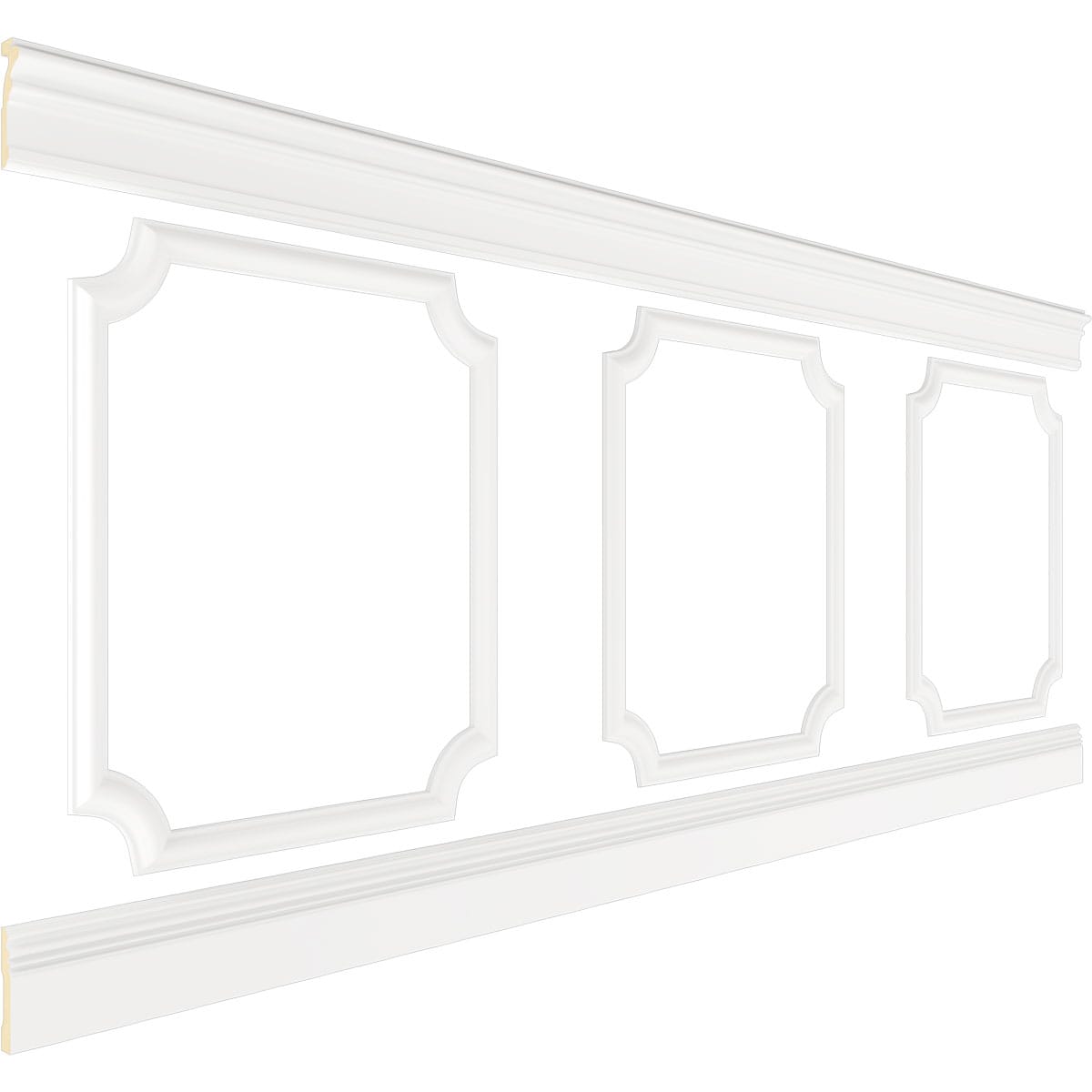 Adjustable White Polyurethane Scalloped Wainscot Paneling Kit