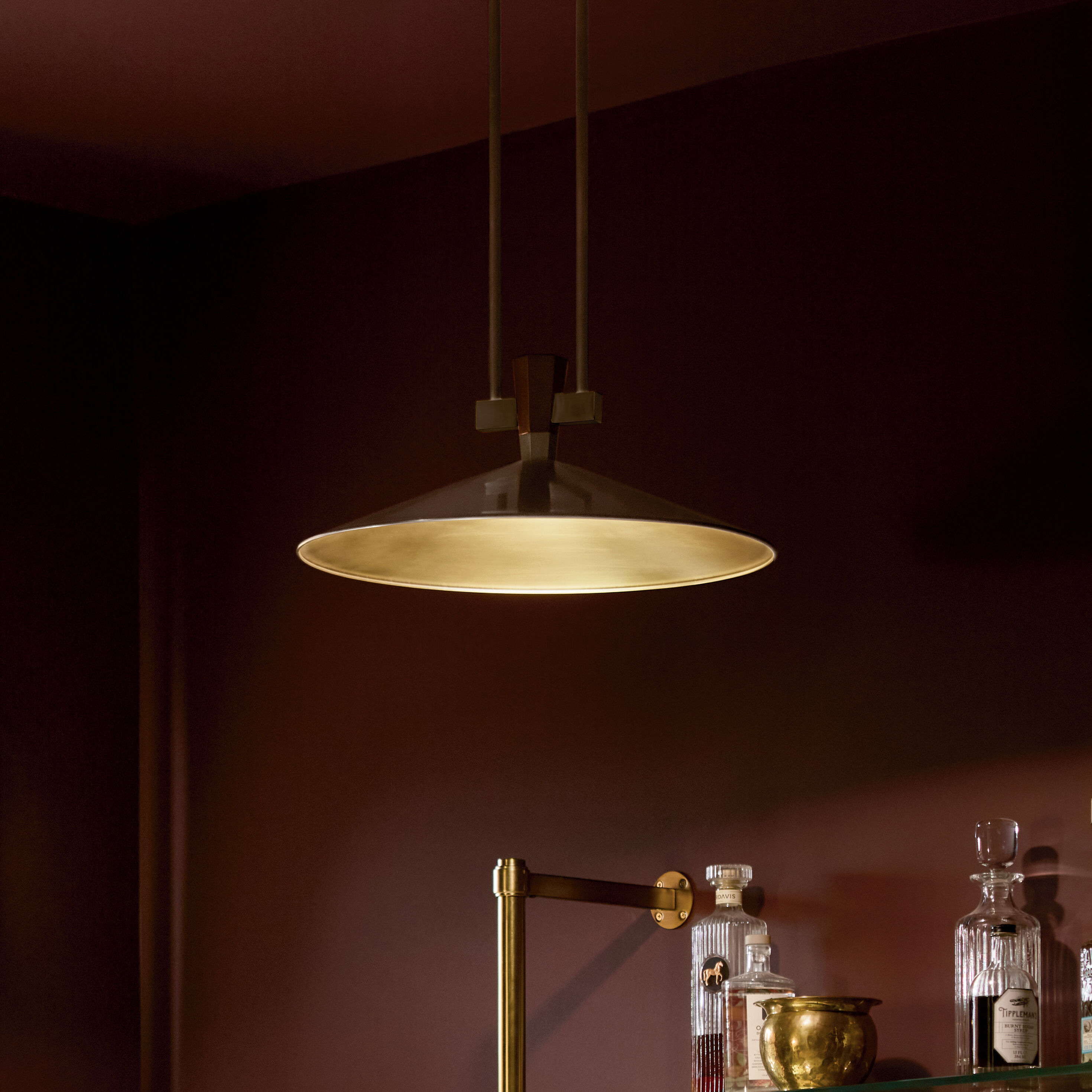 Kichler Tenon 1 -Light Lacquered Bronze Industrial Metal Cone LED Medium Hanging Pendant Light