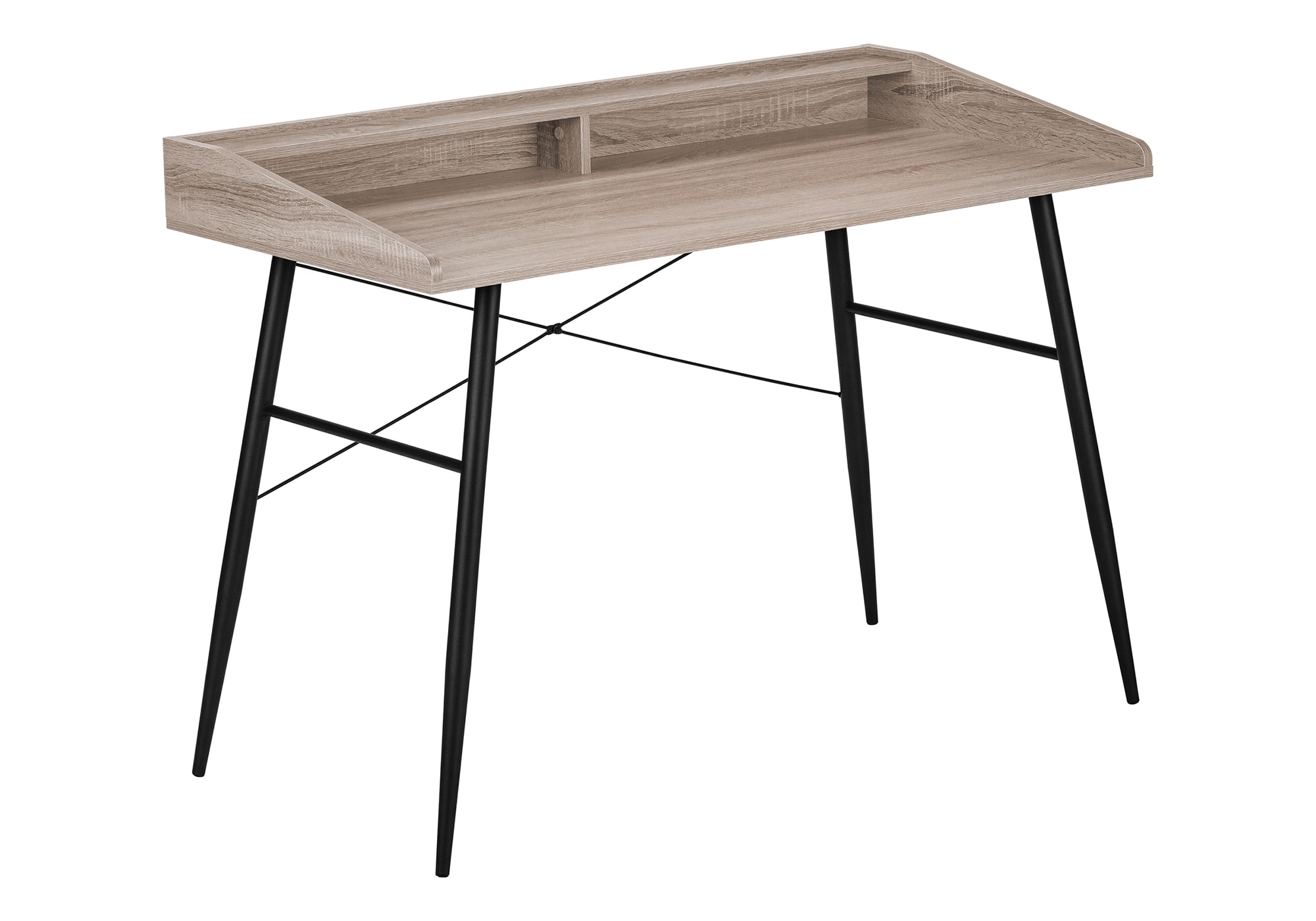 Tatayosi JL-219822 48 Inch Dark Taupe Computer Desk with Black X Frame and Storage Hutch