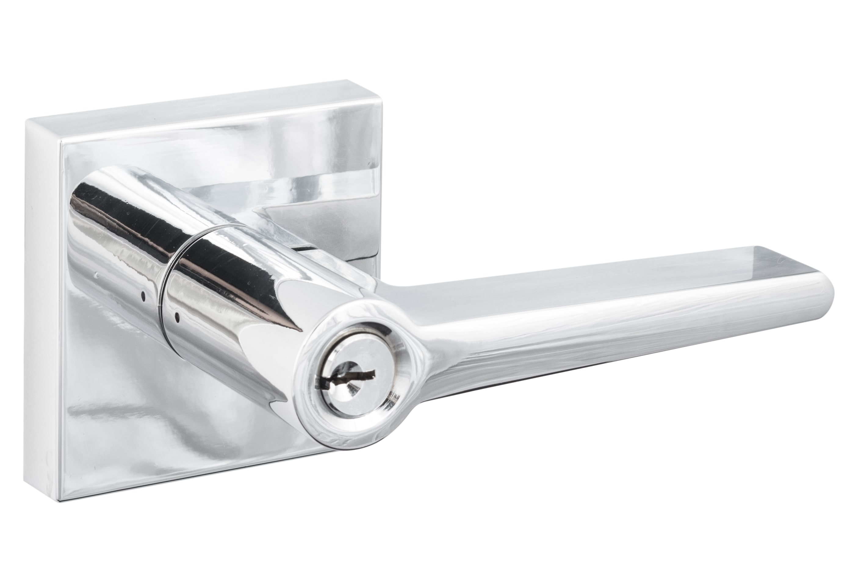 Sure-Loc Hardware BS107-SQ 26 Ridgecrest Modern Basel-Square Polished Chrome Interior/Exterior Keyed entry Door Handle