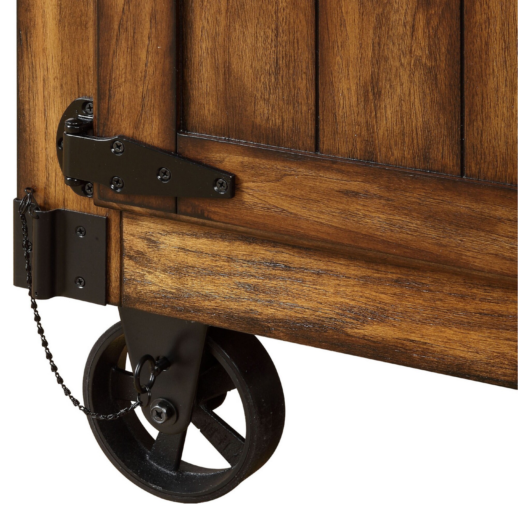Benzara Brown Wood Veneer Base with Mdf Wood Top Kitchen Cart (22-in x 57-in x 36-in)