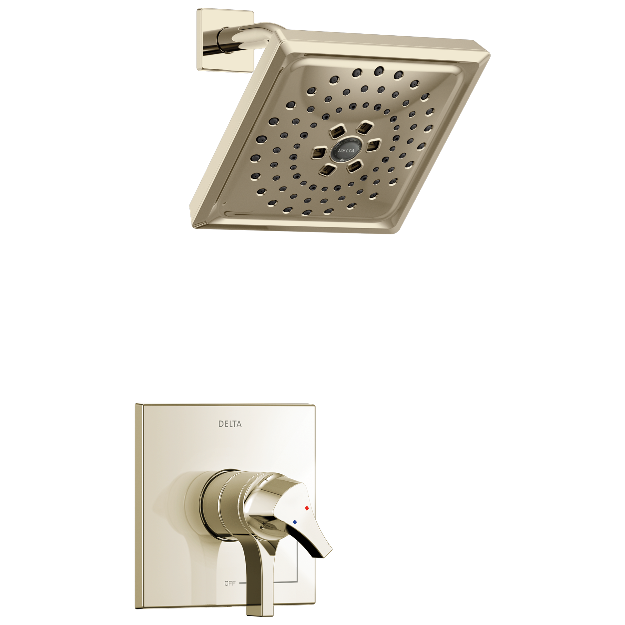 Delta T17274-PN Zura Polished Nickel 2-handle Multi-function 7.6875-in Square Shower Faucet