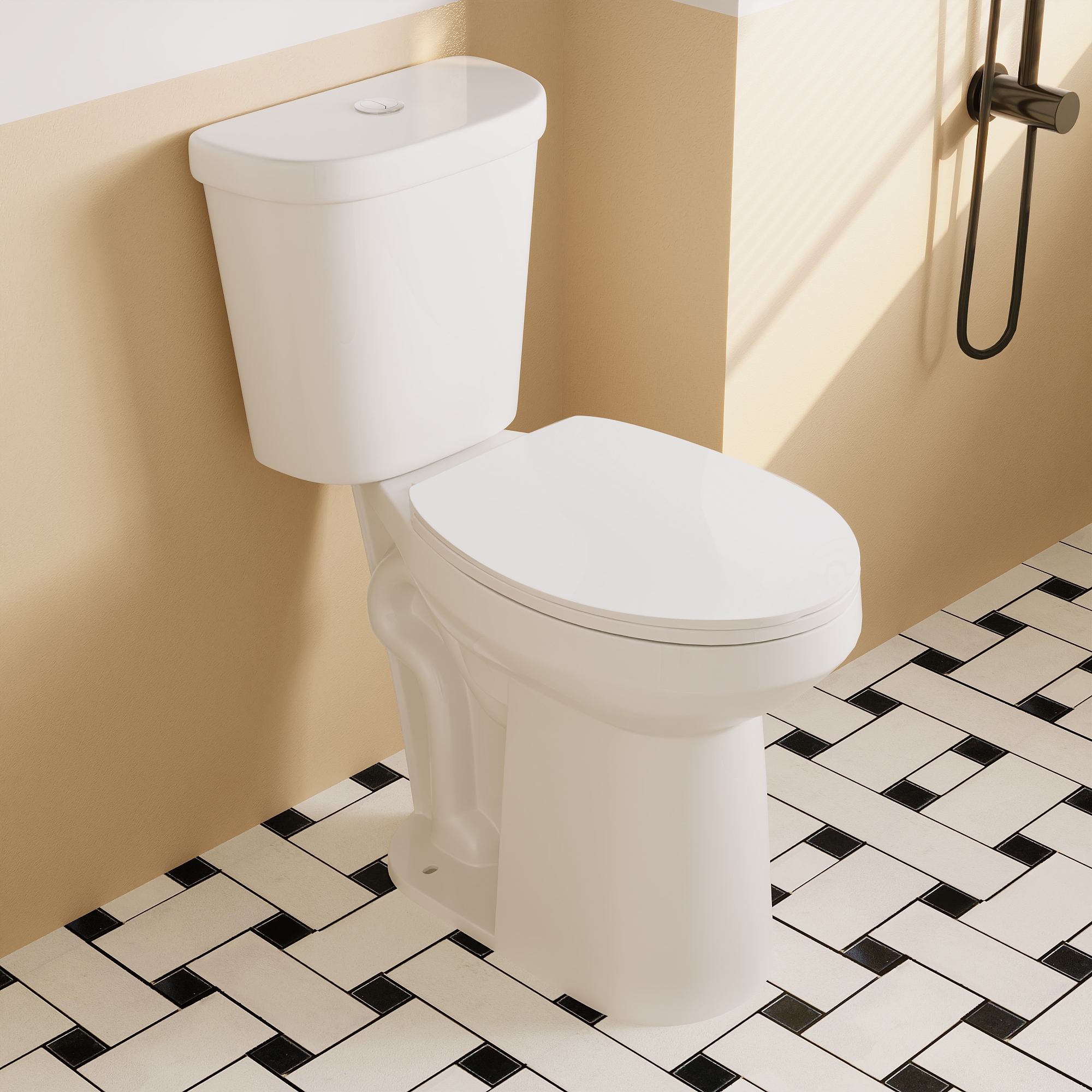 DeerValley DV-2F0145 Dynasty White Dual Flush Elongated Tall height Soft Close 2-piece Toilet 12-in Rough-In WaterSense 1.6 GPF
