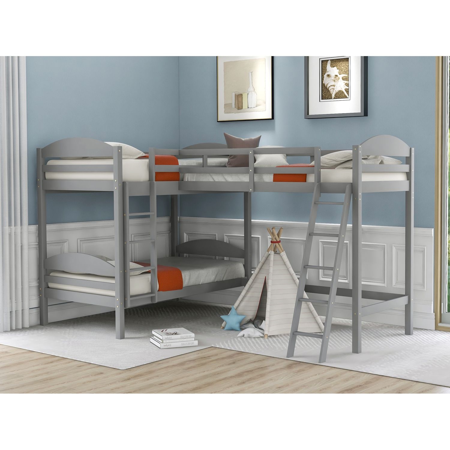 JASMODER LP000023AAE Gray Twin Composite Platform Bed