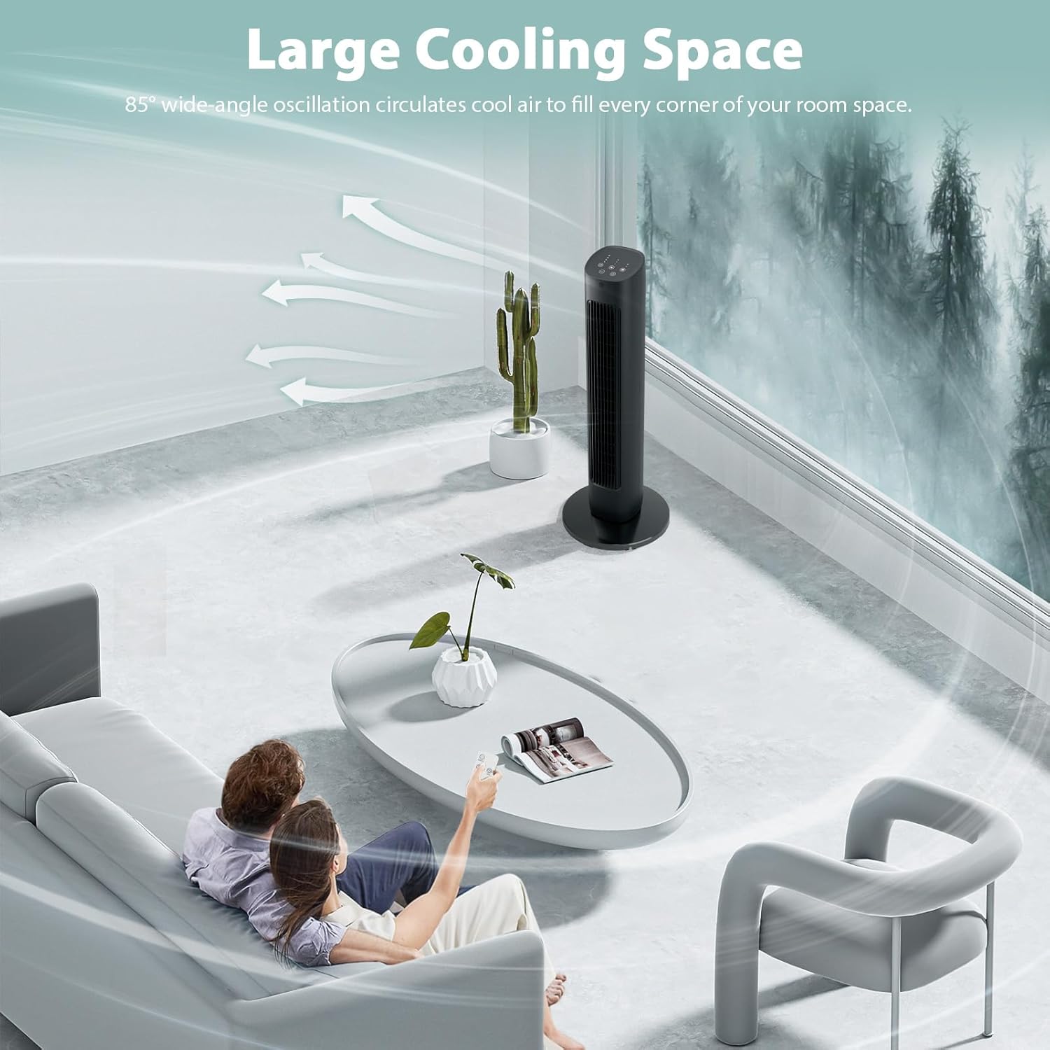 Antarctic Star Quiet Cooling Floor Fan with Remote Control Tower Fan in ...