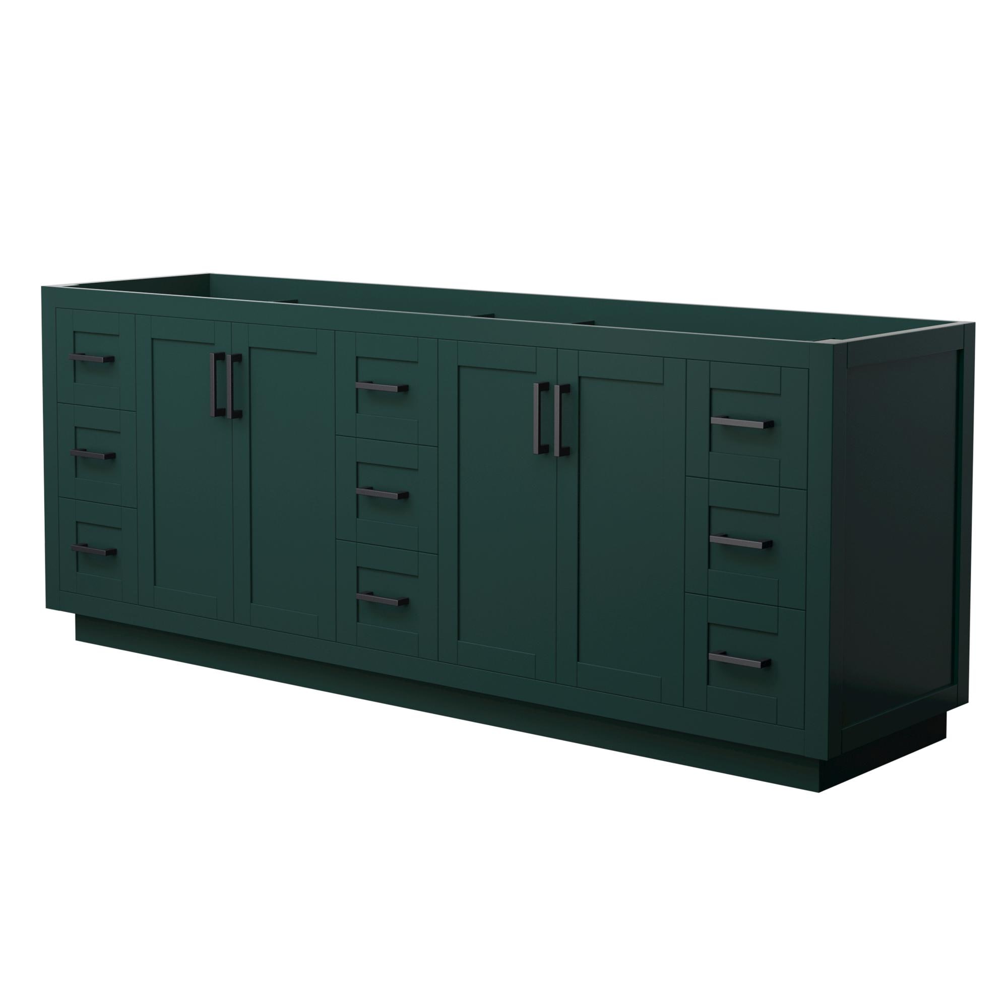 Wyndham Collection WCF292984DGKCXSXXMXX Miranda 84-in Green with Matte Black Trim Bathroom Vanity Base Cabinet without Top
