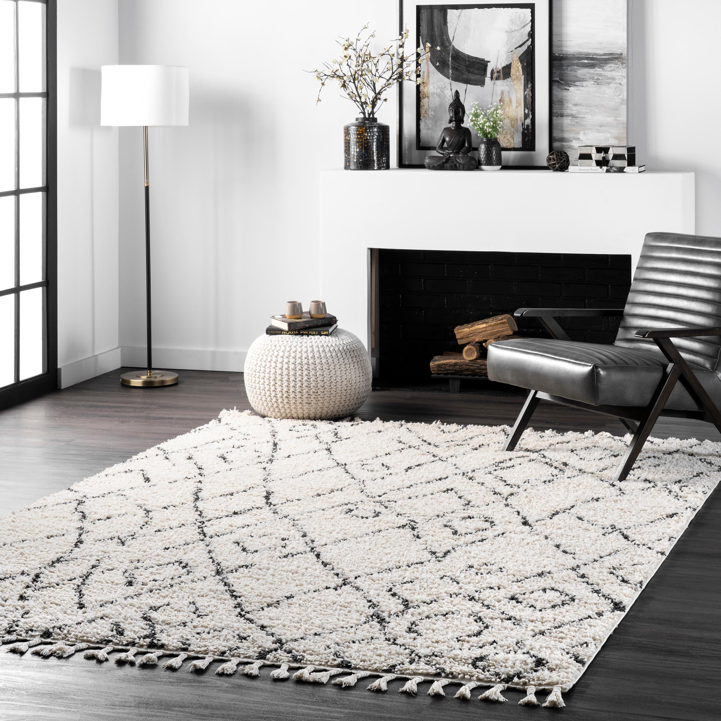 Gray Diamond Shag Synthetic Reversible Area Rug