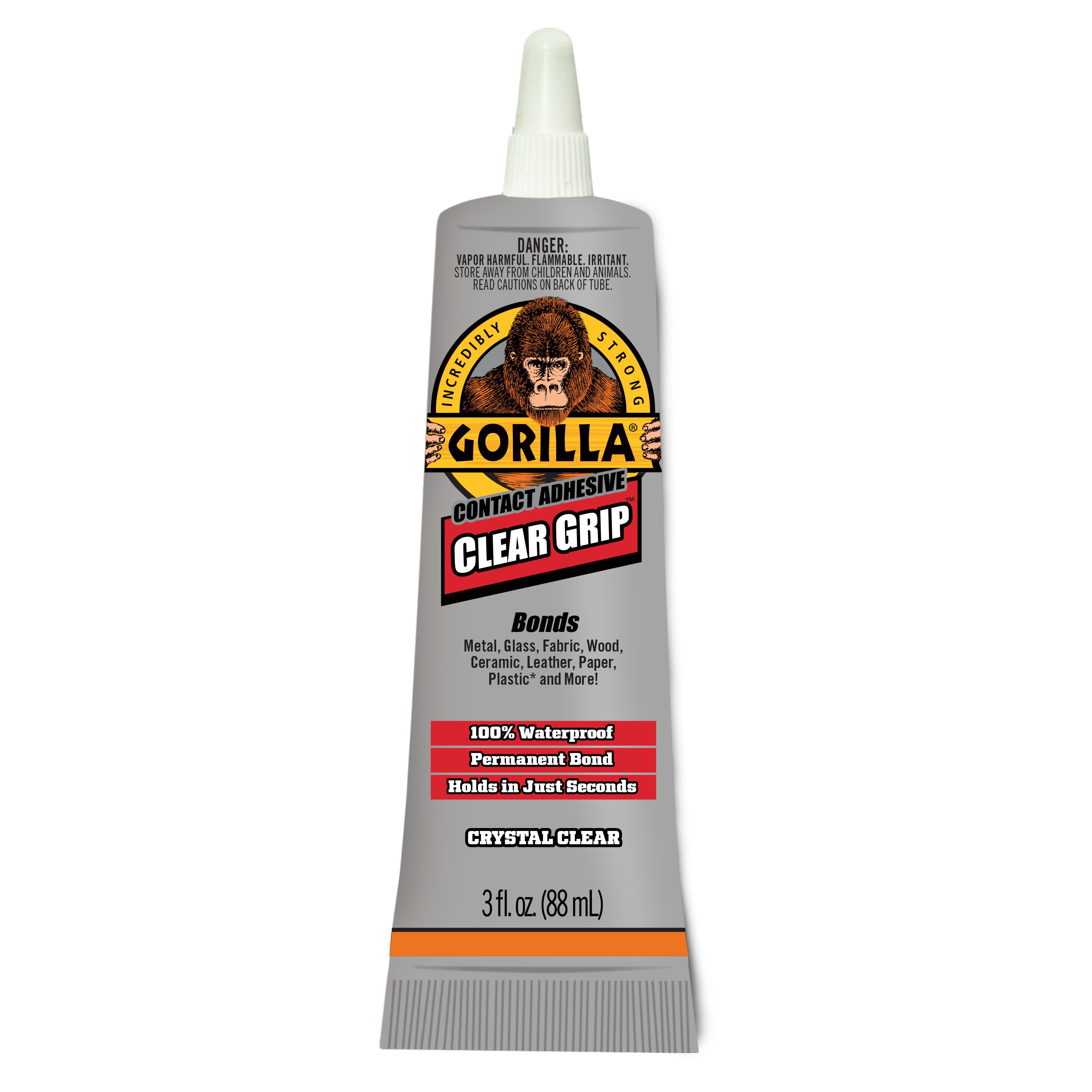 Gorilla Waterproof Fabric Glue 2.5 Ounce Tube, Clear, (Pack of 3