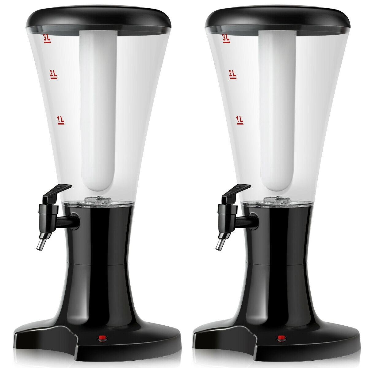Slickblue Set of 2 Beer Tower Dispenser with LED Lights and Removable Ice Tube for Home Party or Bar
