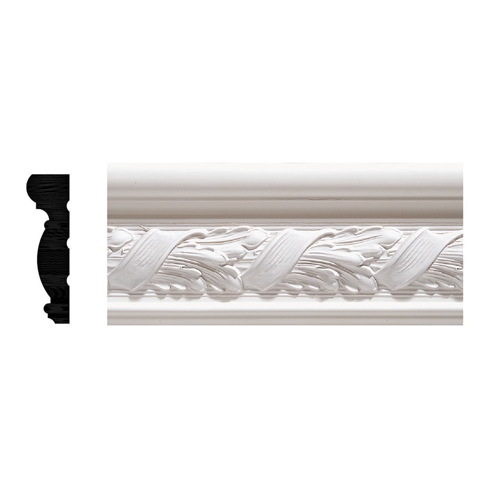 Primed White Hardwood Acanthus Chair Rail Moulding 4-ft