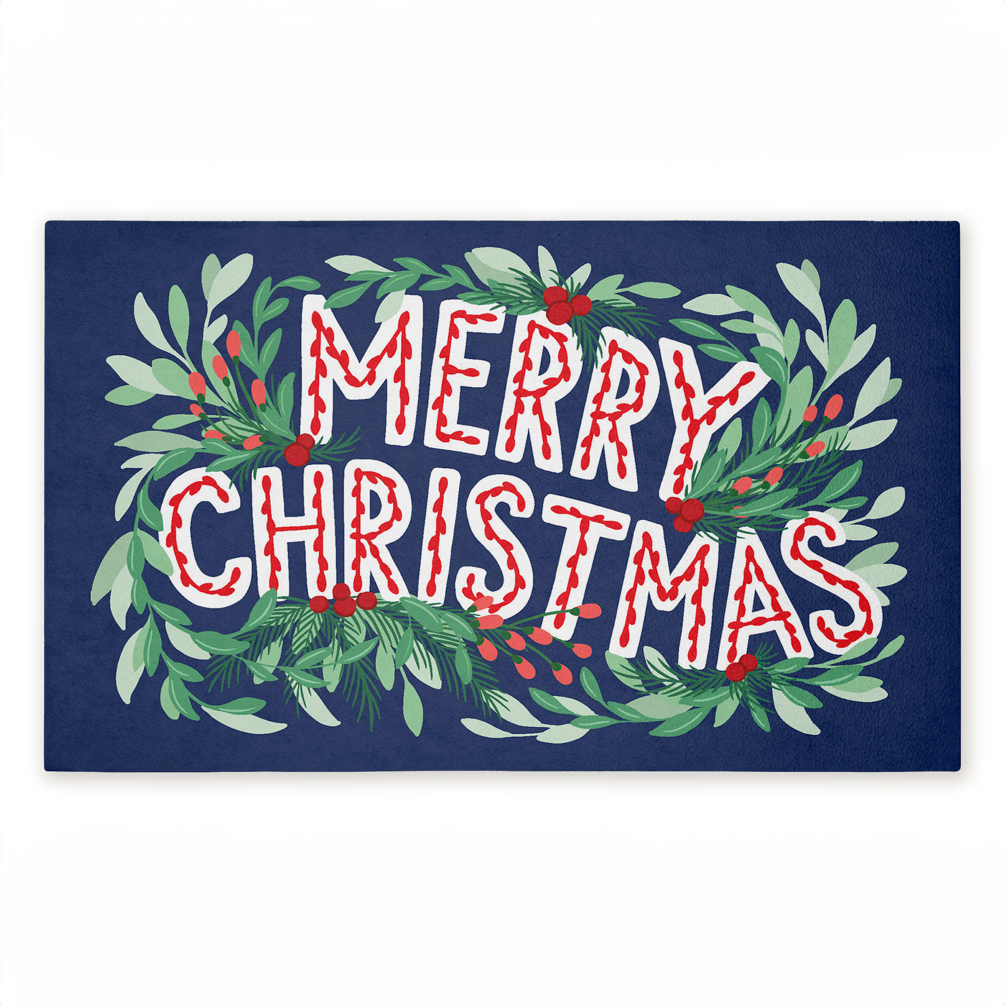 Stupell Industries Merry Christmas and Greenery Printed Outdoor Door Floor Mat 30 x 18