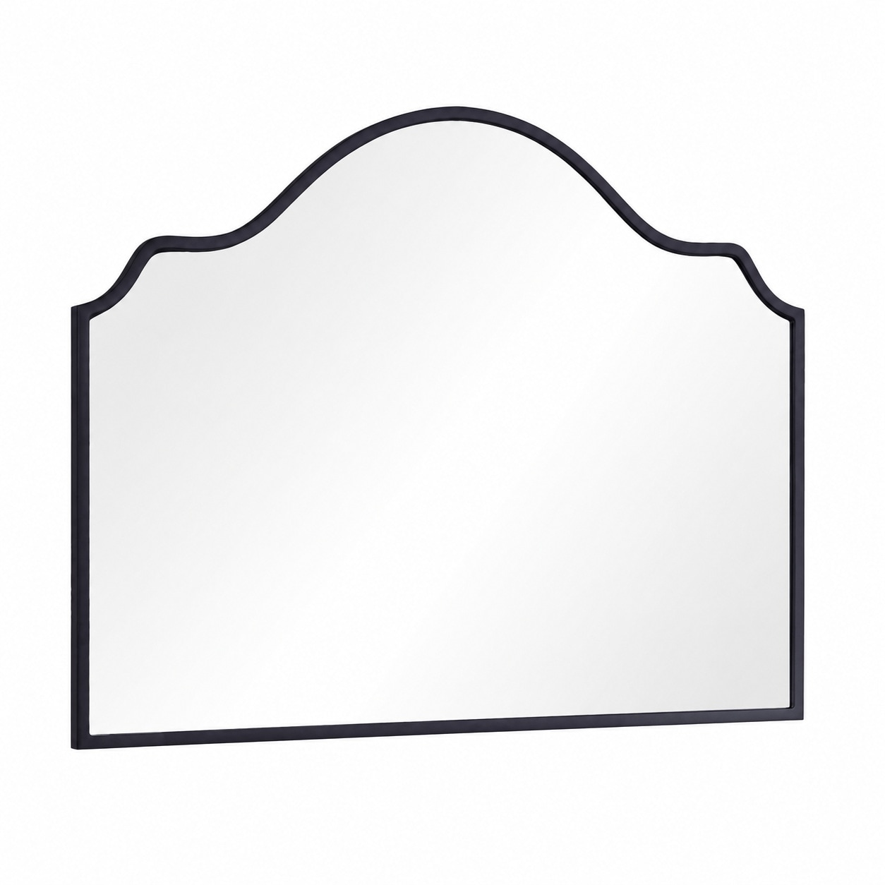 Aoibox  28 in W x 40 in H Arched Black Wood Framed Wall Mirror Antique Scalloped Accent Mirror for Fireplace Decor