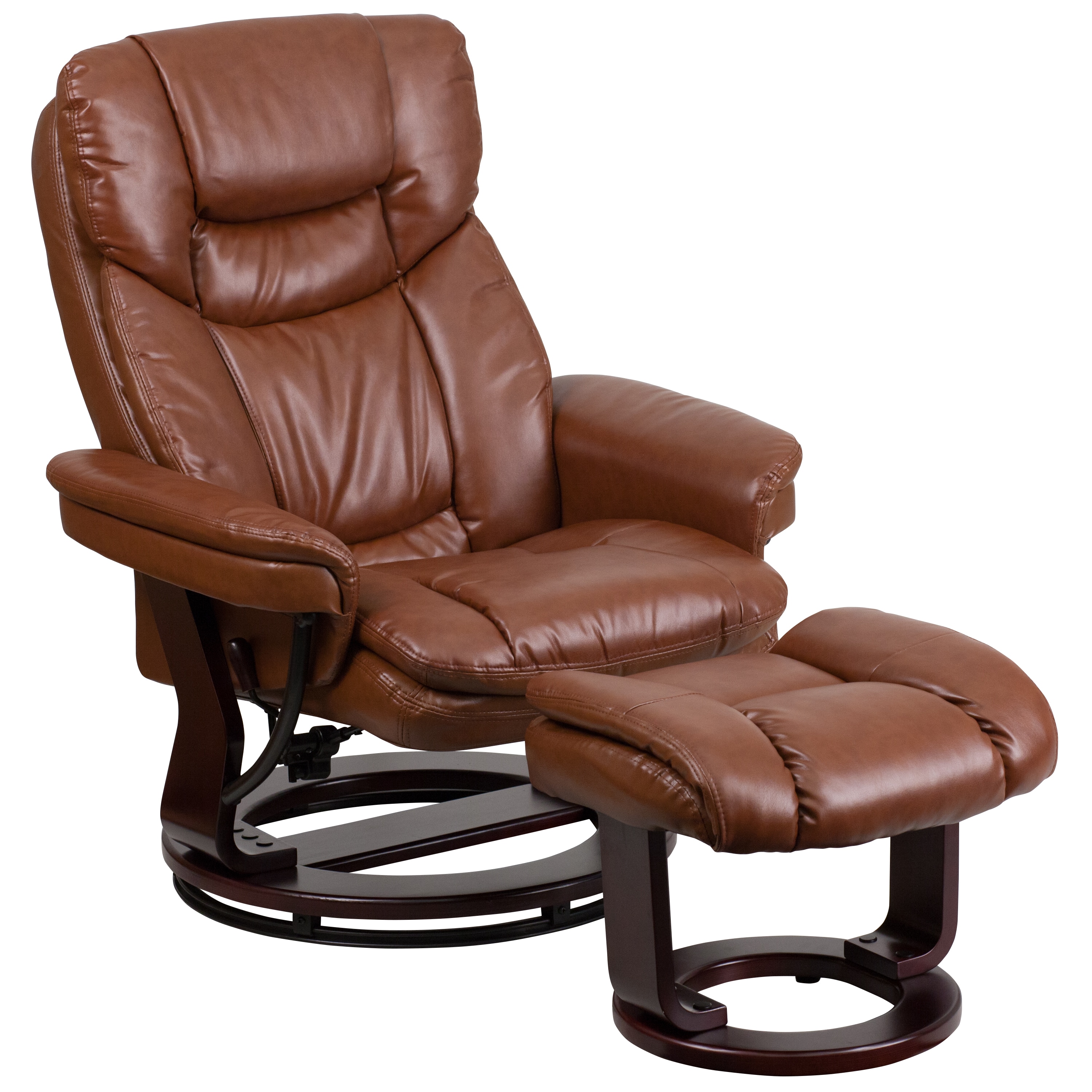 Flash Furniture Brown Vintage Faux leather Upholstered Swivel Recliner with Ottoman Set #889142014782