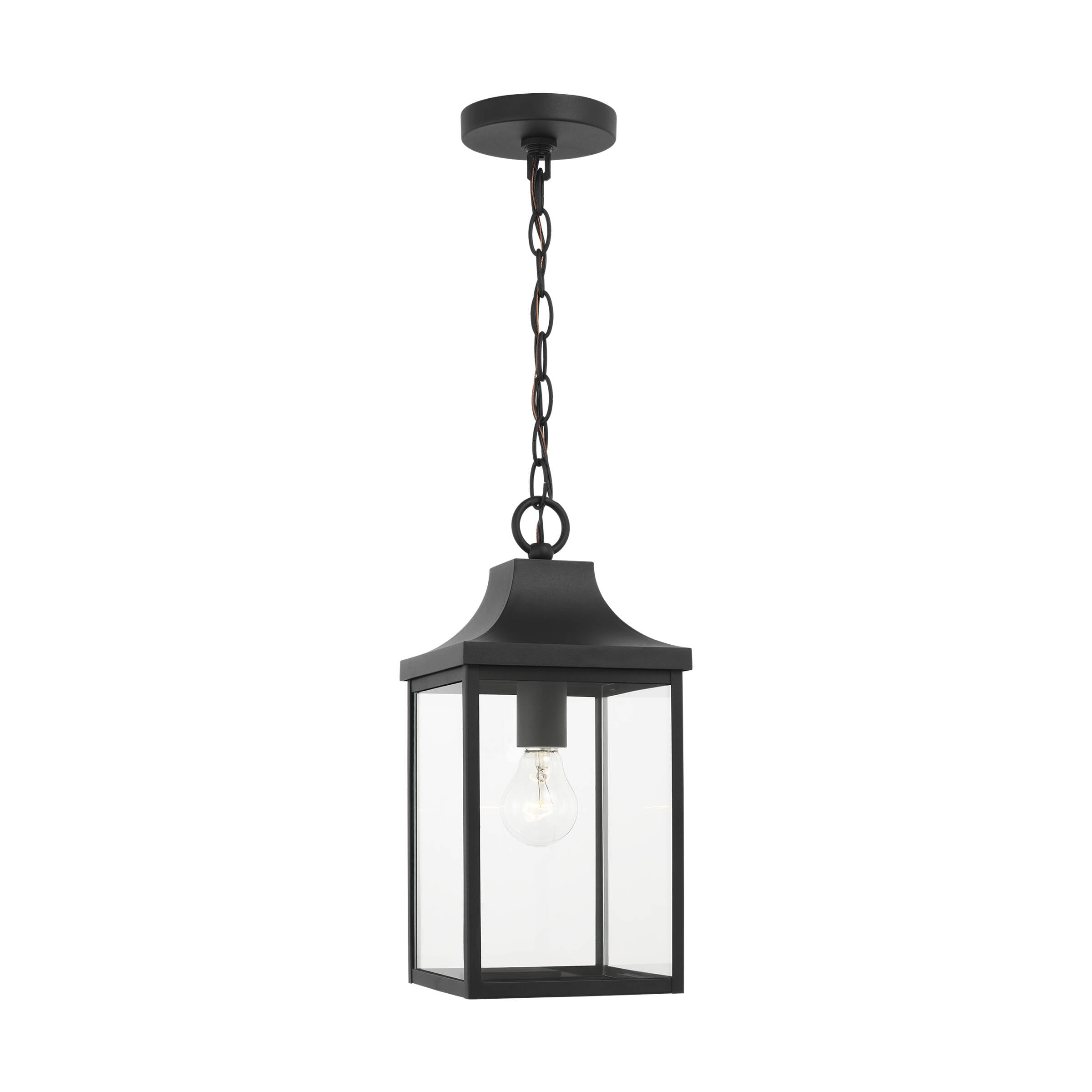 Generation Lighting GLO1041EN3/TXB Saybrook 1 -Light Textured Black Traditional Clear glass Geometric Mini Hanging Pendant light