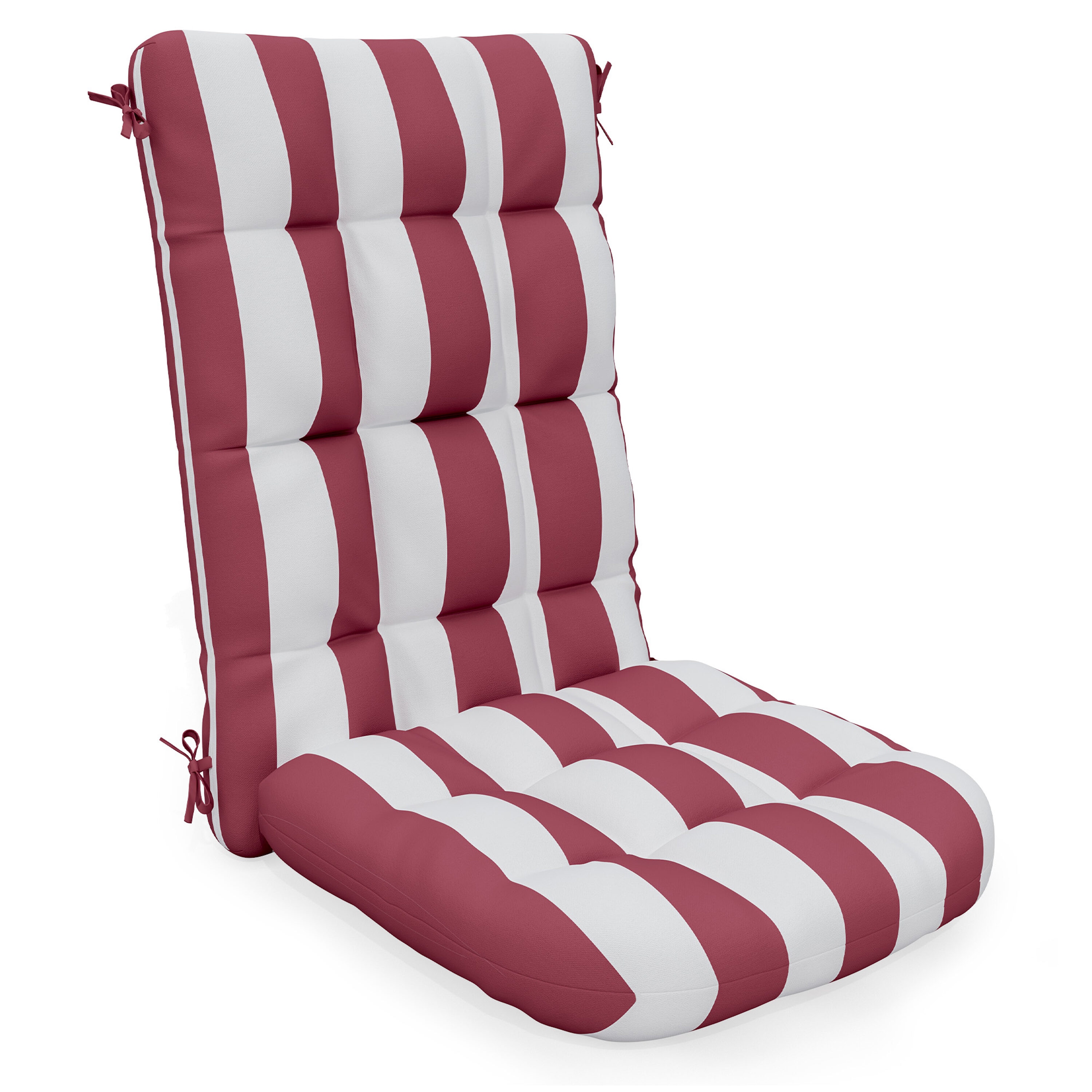 JEAREY Patio Chair Cushions 19-in x 19-in Red Striped Patio Chair ...