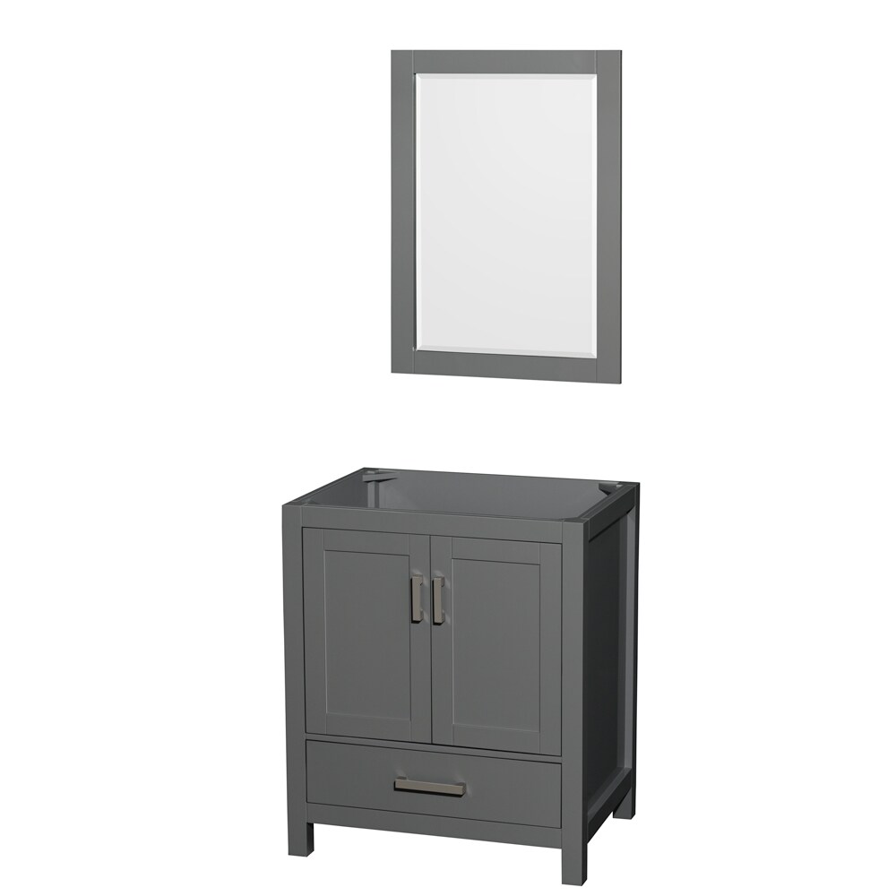 Wyndham Collection WCS141430SKGCXSXXM24 Sheffield 30-in Dark Gray with Brushed Chrome Trim Bathroom Vanity Base Cabinet without Top (Mirror Included)