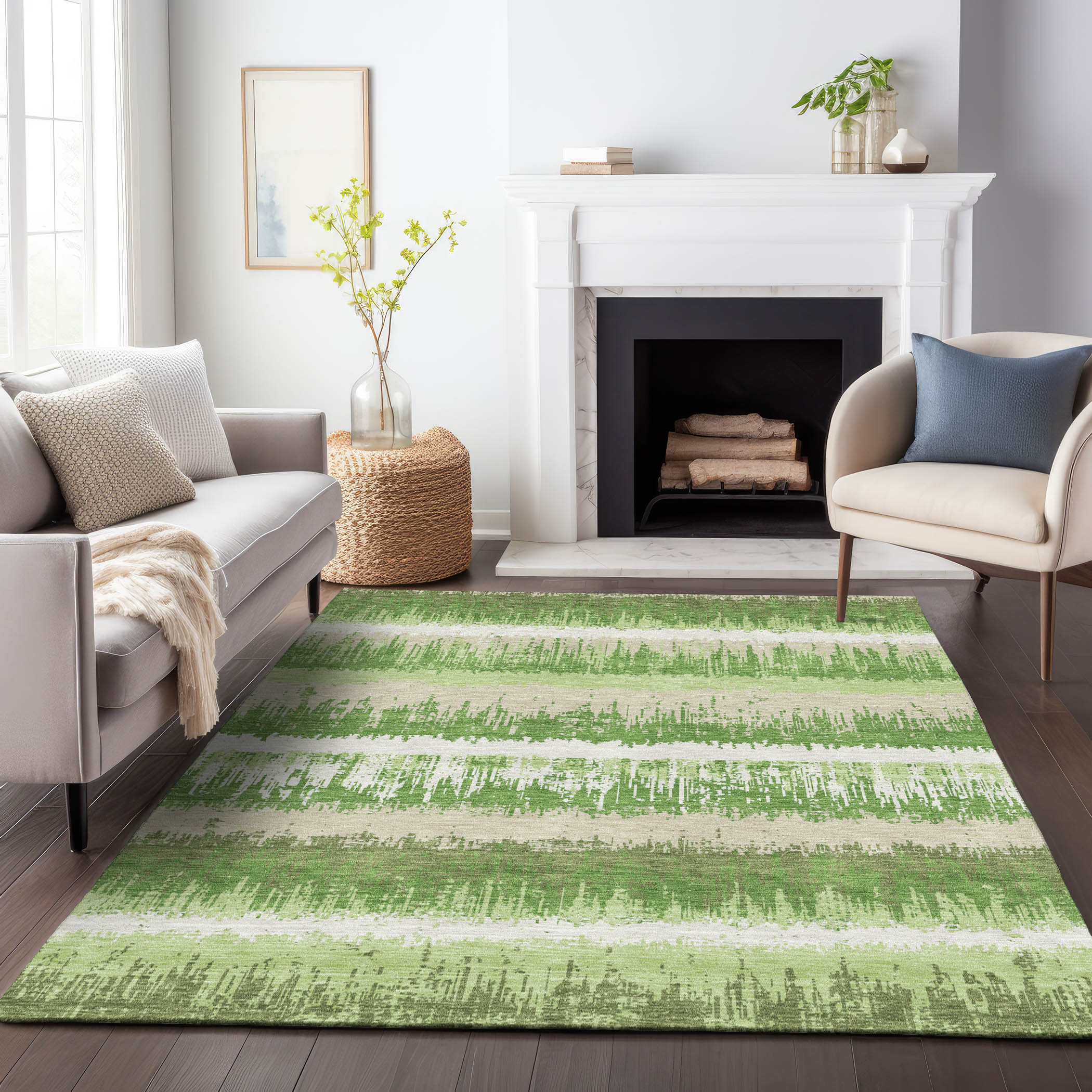 Addison Rugs ACN1013GE3X5 Chantille ACN1013GE 3 x 5 (ft) Polyester Green Rectangular Indoor/Outdoor Geometric Machine washable Area rug
