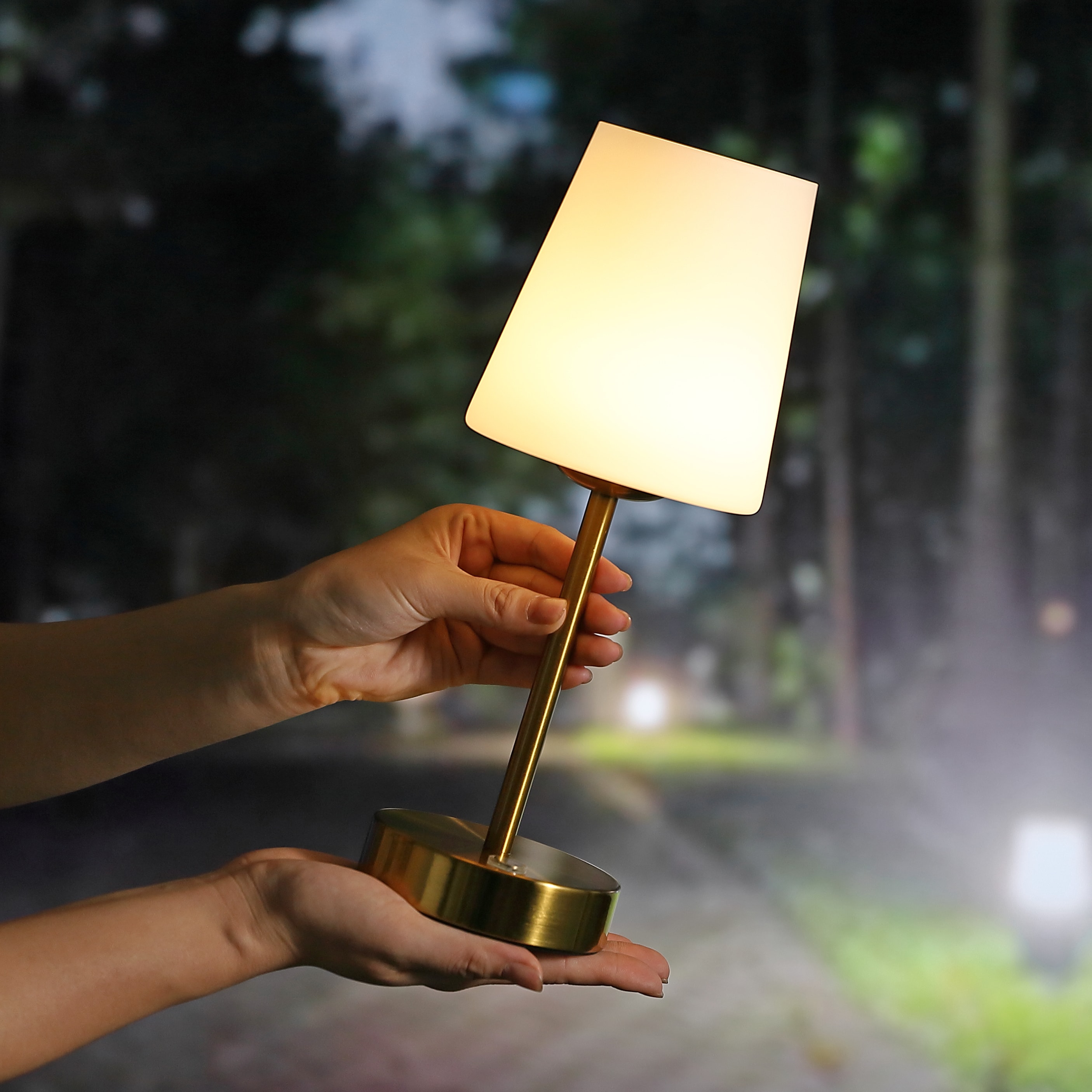 Cement Outdoor Cordless Table Lamp with Rechargeable Bulb