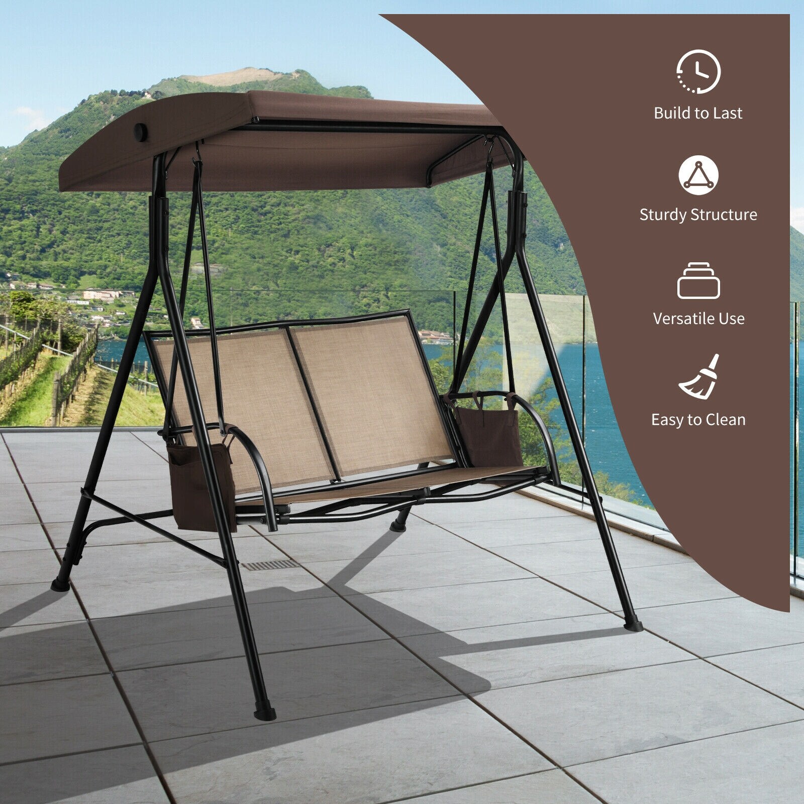 Patio swing with canopy lowes hot sale