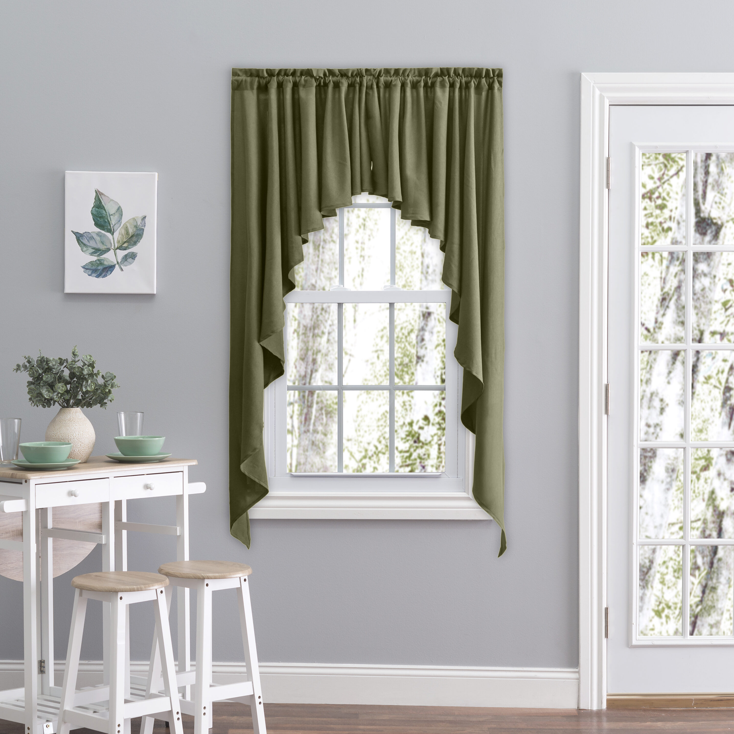 Ricardo Trading 03800-08-038-25 38-Inches Spanish moss Light filtering Rod pocket Curtain panel pair