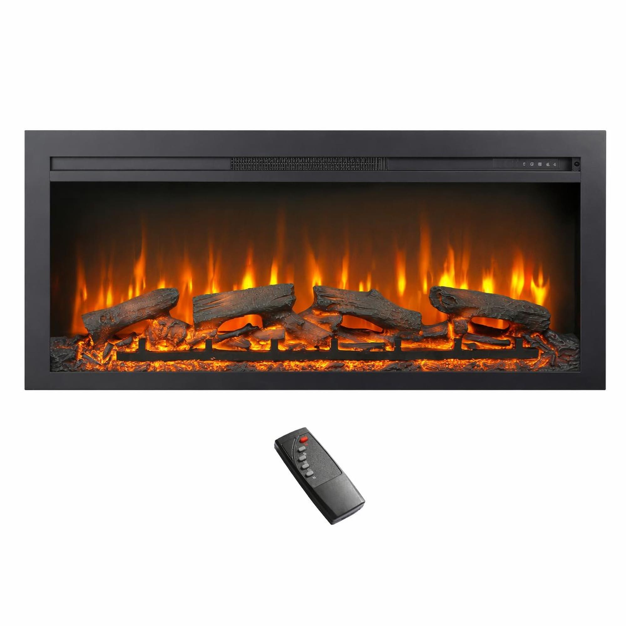 TEINIE 44 Inch Wall Recessed Electric Fireplace with Remote and Imitation Flame LED Light Heater