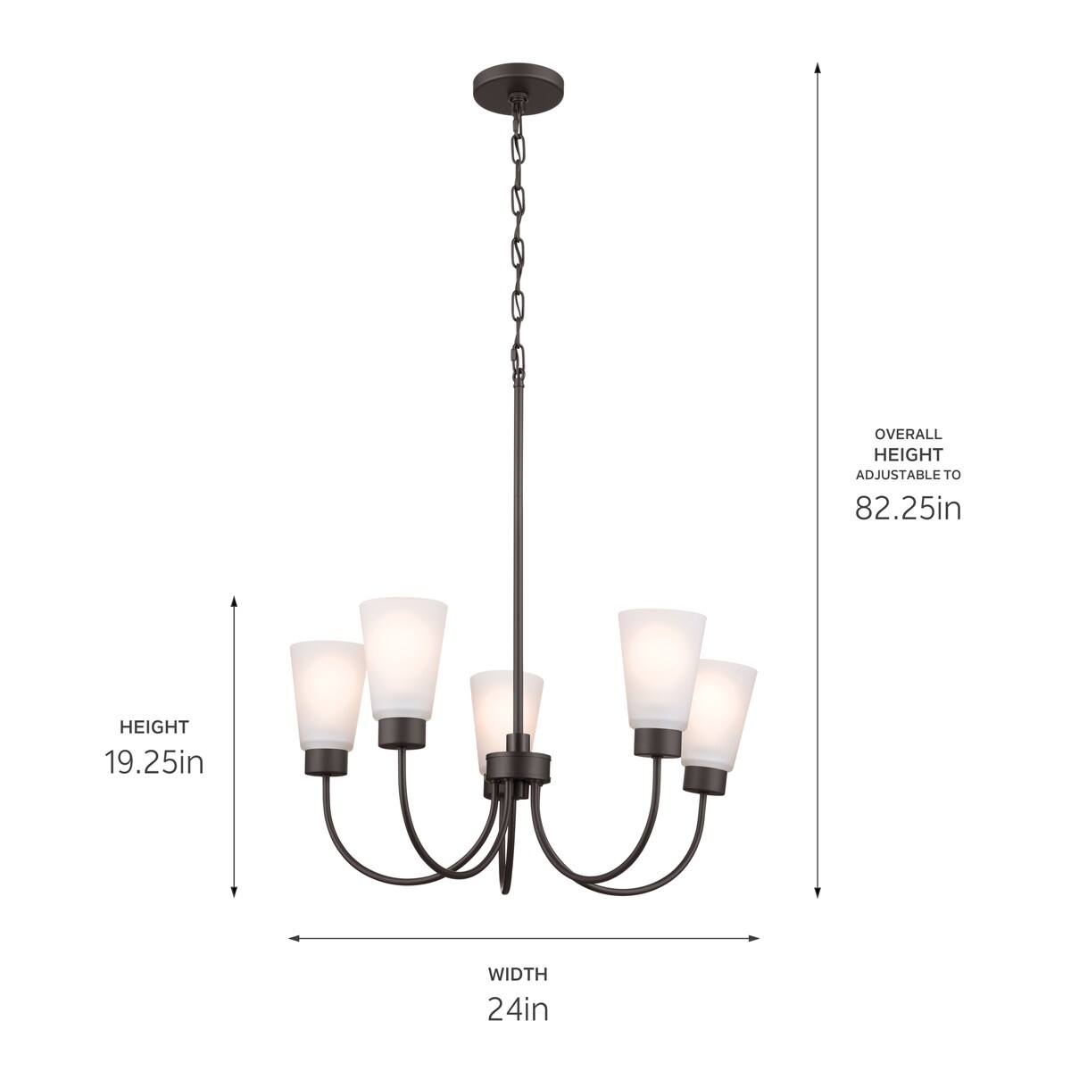 Erma 24" Olde Bronze Chandelier with White Horn Shades
